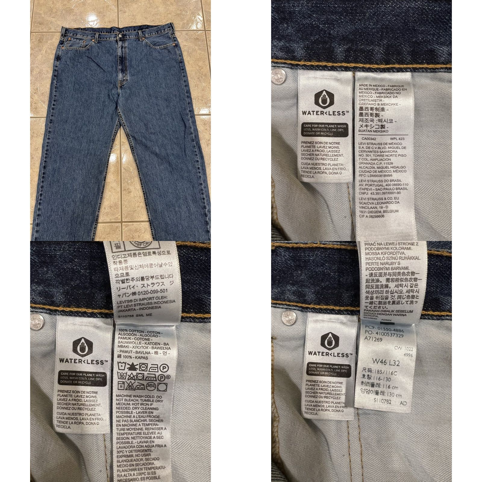 Levi's Levi's 550 Jeans Relaxed Fit Denim Blue 100% Cotton Men 46X32 Shirt? Size US 30 / EU 46 - 8 Thumbnail
