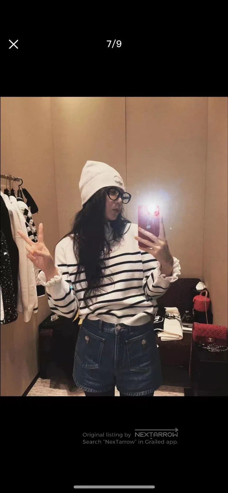 Chanel Chanel Striped large logo knitted sweater long sleeves Size XXS / US 00 / IT 34 - 7 Thumbnail