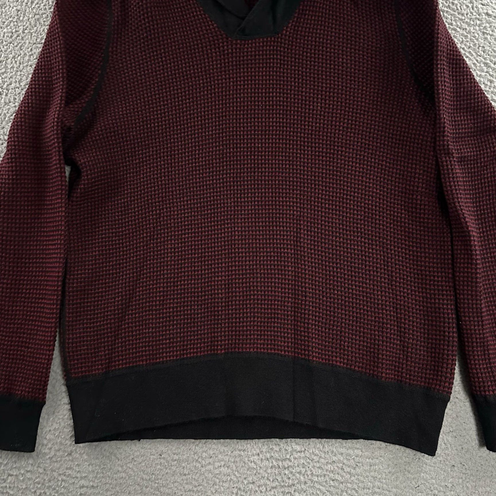 Express Express Mens Sweater Knit Shawl Collar Red Black Large Cotton Wool Blend Pullover Mens Size L Size US L / EU 52-54 / 3 - 3 Thumbnail