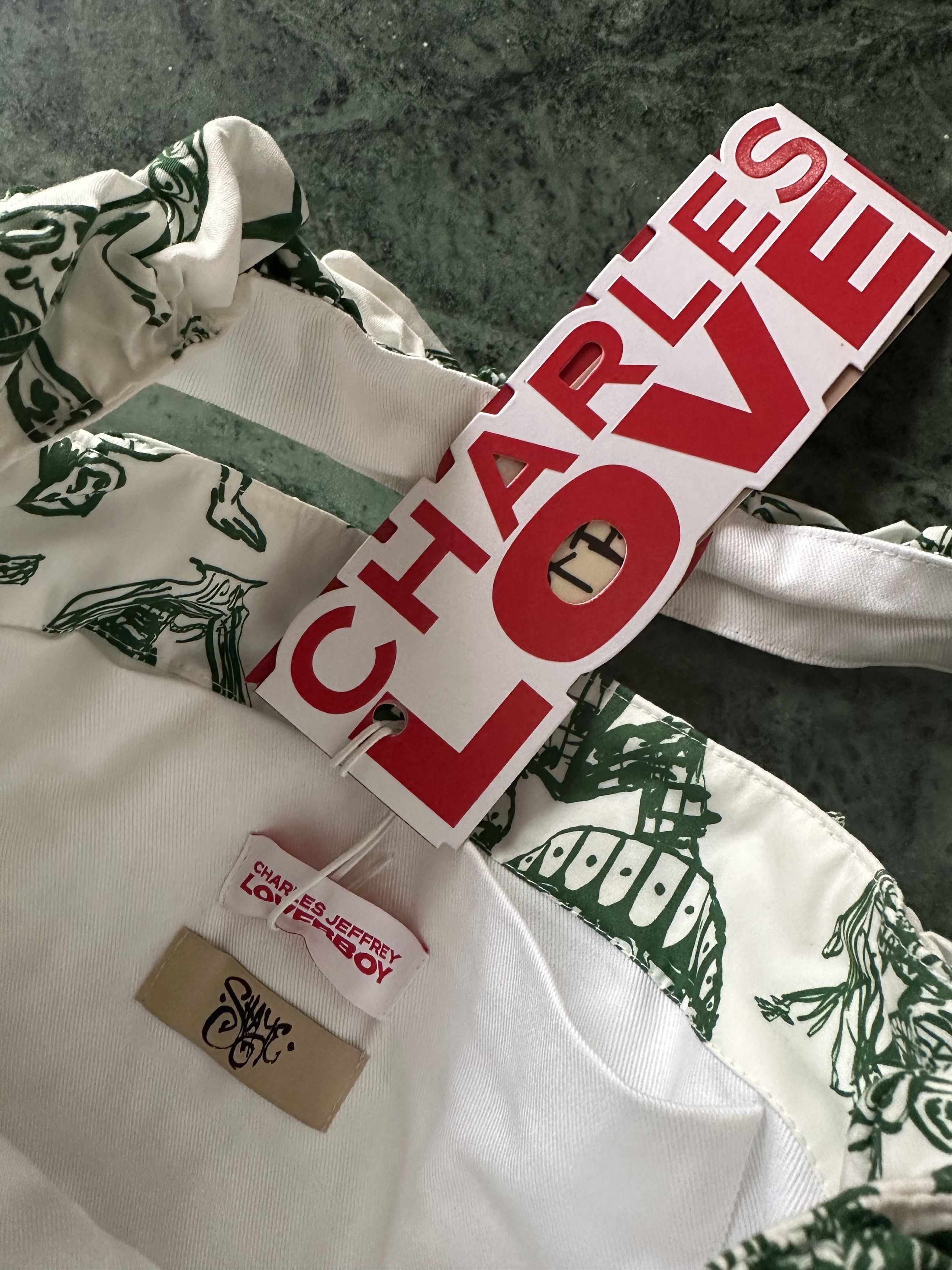 Charles Jeffrey LOVERBOY Charles Jeffrey Loverboy White & Green Shirred Tote Size ONE SIZE - 7 Thumbnail