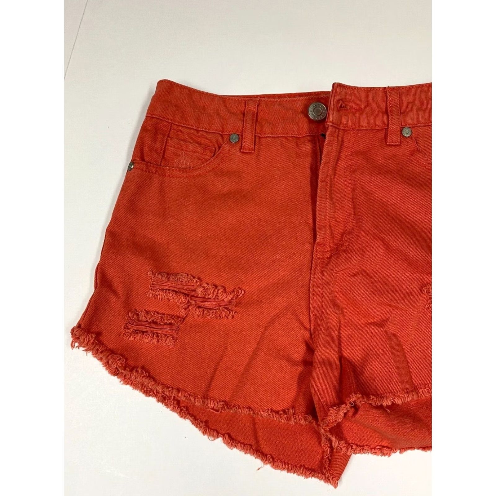 Denime Refuge Womens Shorts 0 orange Denim Casual 26in Waist Cotton Button Front Flat Front Mid Rise Regular Stretch Size 26" / US 2 / IT 38 - 4 Thumbnail