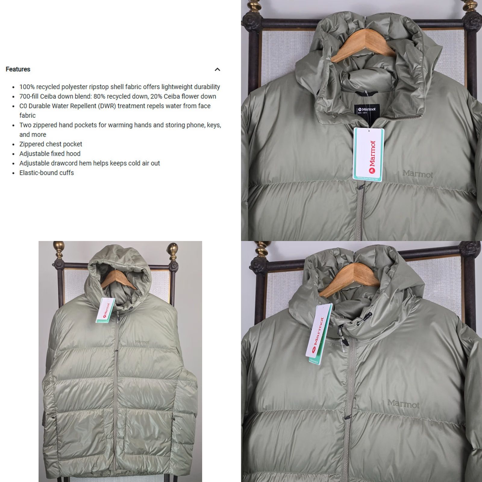 Marmot MARMOT 700 Down Full Zip Hooded Jacket Green 3XT 3XL Tall Mens Winter Coat Winter Gear Size US XXL / EU 58 / 5 - 9 Thumbnail