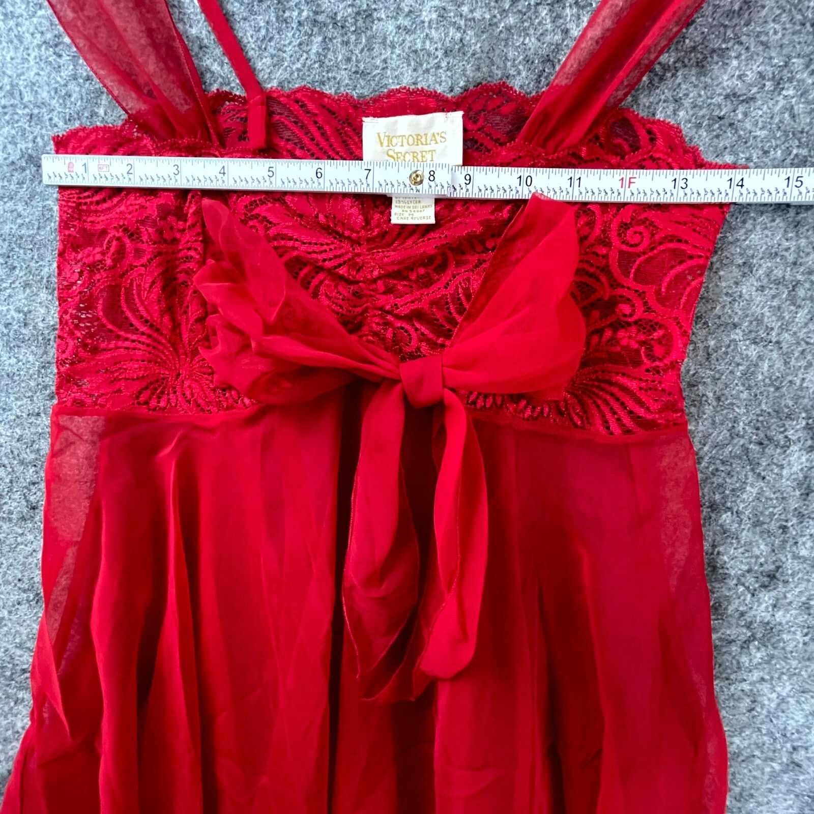 Victoria's Secret Vintage Victorias Secret Lingerie Med Red Babydoll Lace Bow Size ONE SIZE - 4 Thumbnail