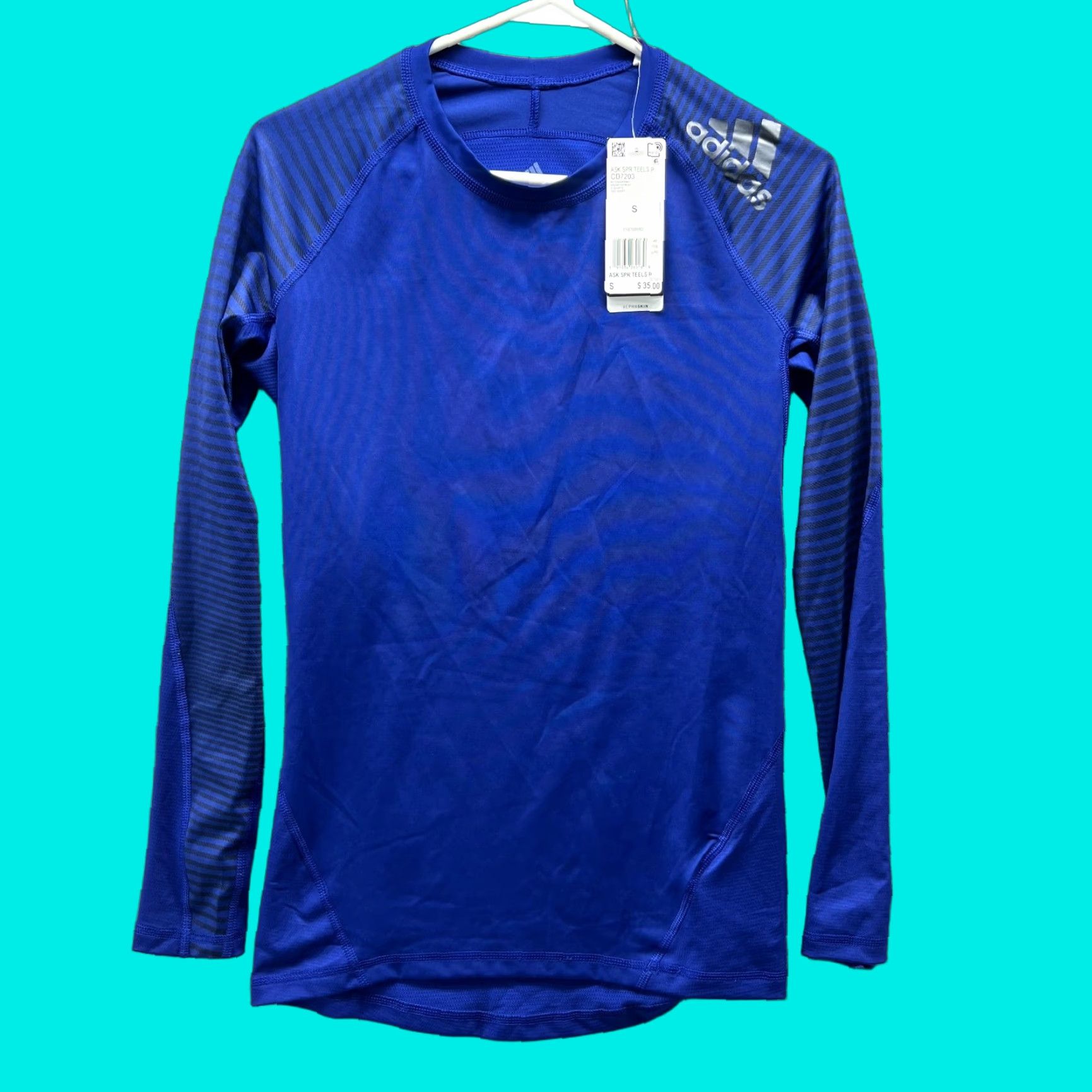 Adidas Adidas Sweatshirt Men Small Blue Techfit Compression Clima Cool Teels CD7203 Size US S / EU 44-46 / 1 - 1 Thumbnail