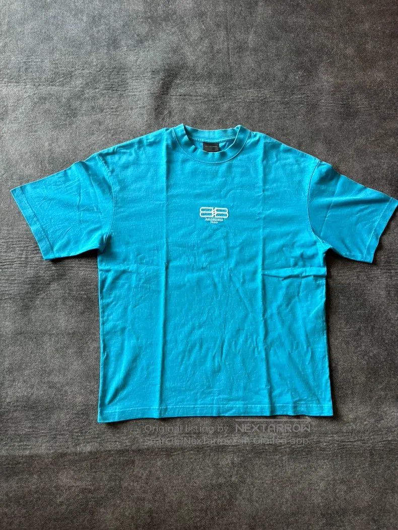 Balenciaga Balenciaga Sky Blue Double B Snap Short Sleeve Size US S / EU 44-46 / 1 - 1 Thumbnail