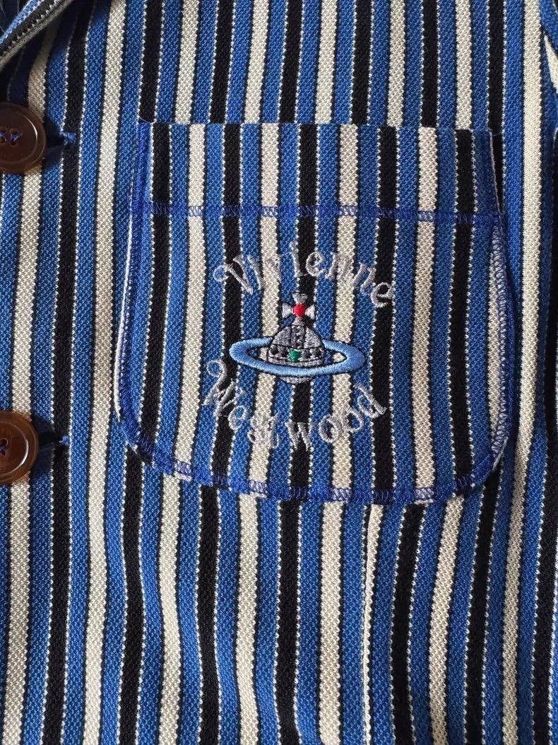 Vivienne Westwood Vivienne Westwood Shiney big Logo suit blue striped suit Size S / US 4 / IT 40 - 4 Thumbnail