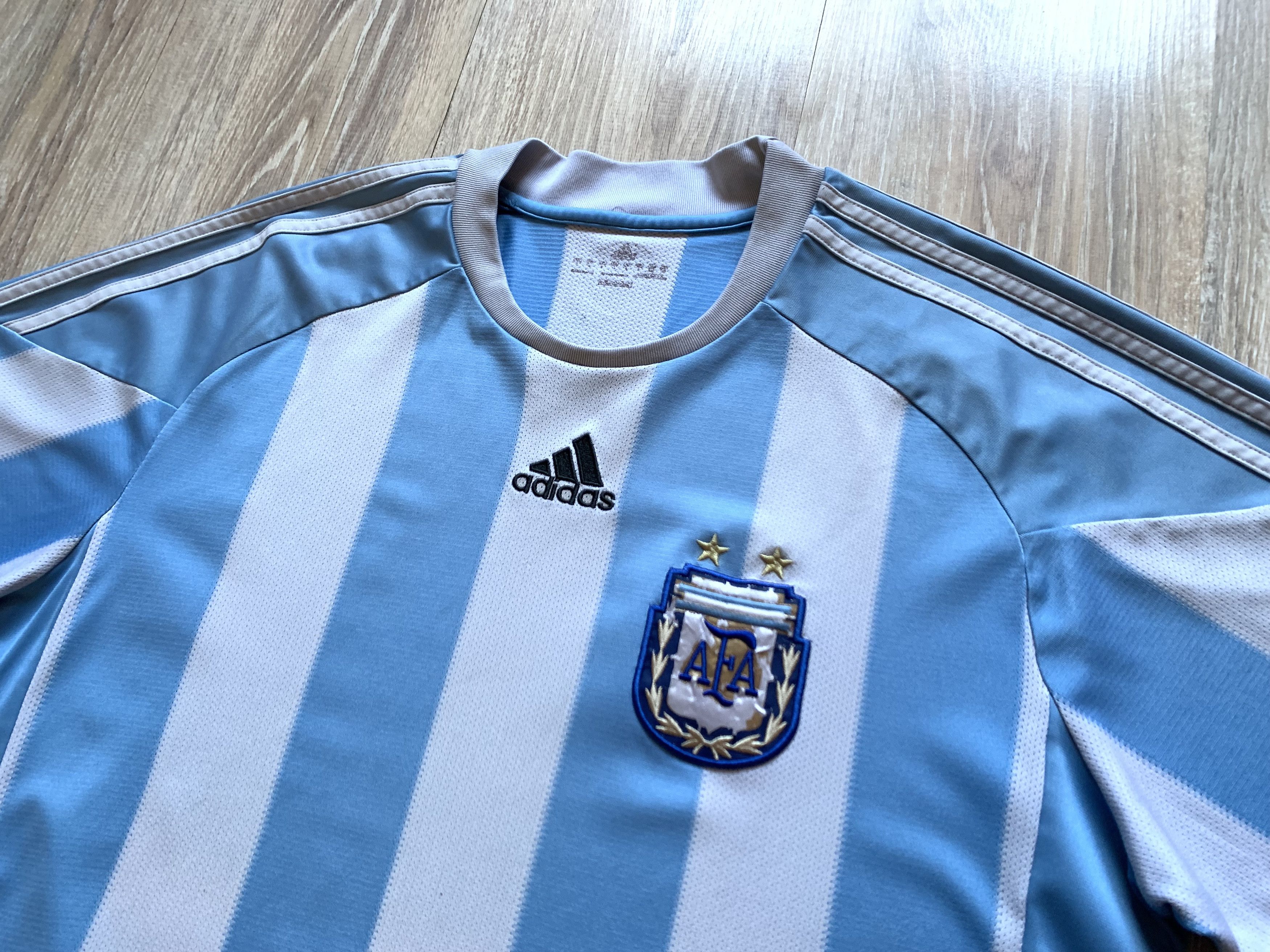 Adidas × Vintage Vintage Adidas Argentina Football Shirt Striped Climacool Size US L / EU 52-54 / 3 - 4 Thumbnail