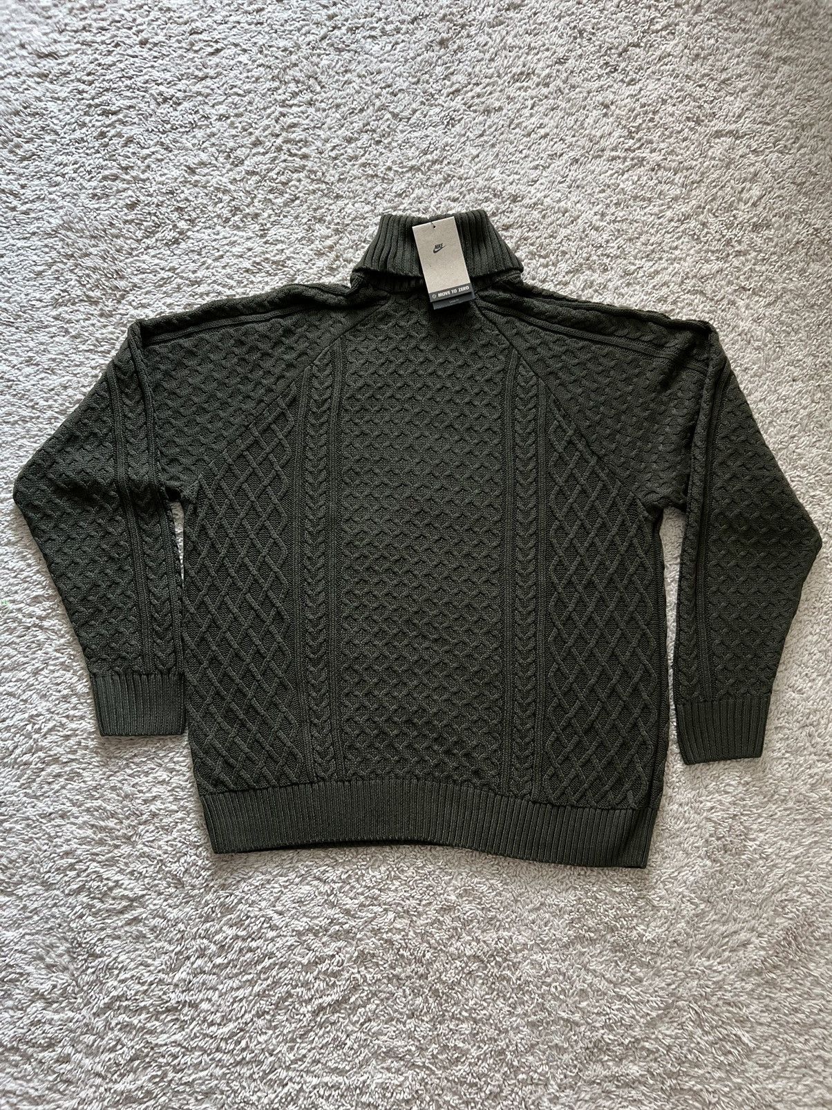 Nike Nike Life Cable Knit Turtleneck Green Sweater Size US L / EU 52-54 / 3 - 6 Thumbnail