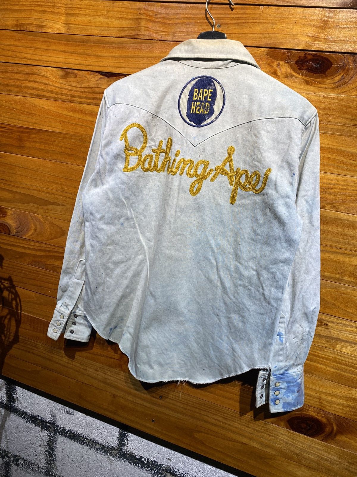 Vintage BAPE Bathing Ape Western Shirt Rare Embroidered Logo