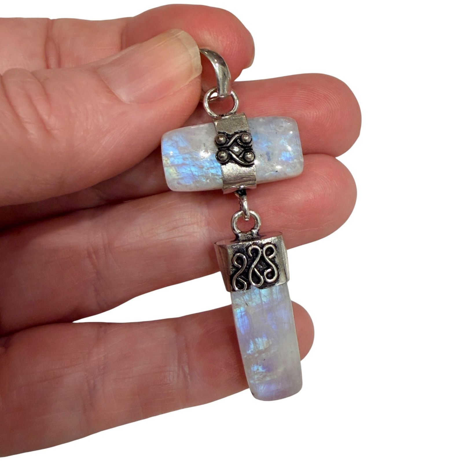 Other Long Drop Rainbow Moonstone 925 Silver Plated Pendant 2.5" Size ONE SIZE - 2 Thumbnail