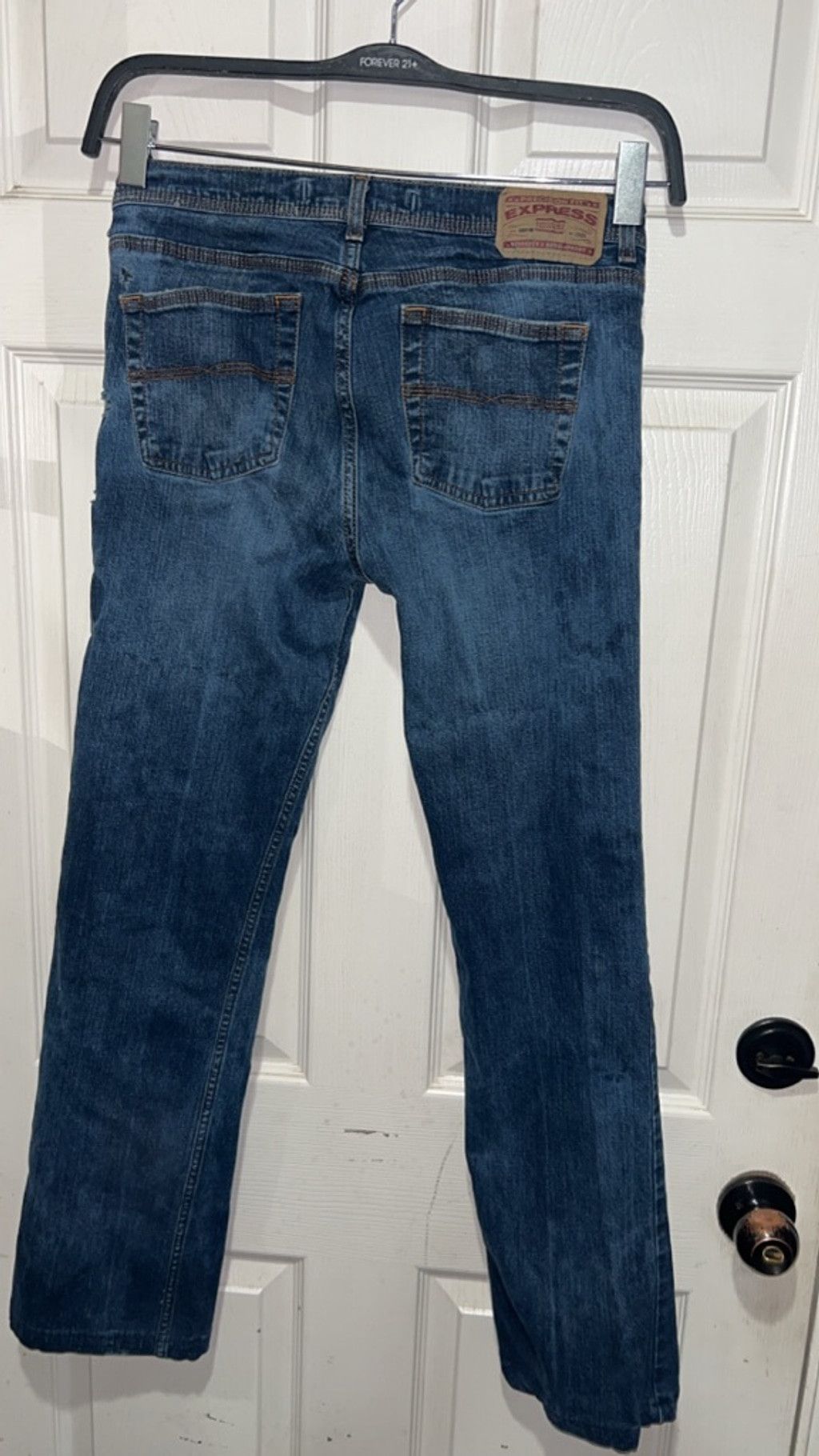 Express Women's Express Blue Straight Leg Jeans Juniors Size 9 Size 30" / US 8 / IT 44 - 2 Thumbnail