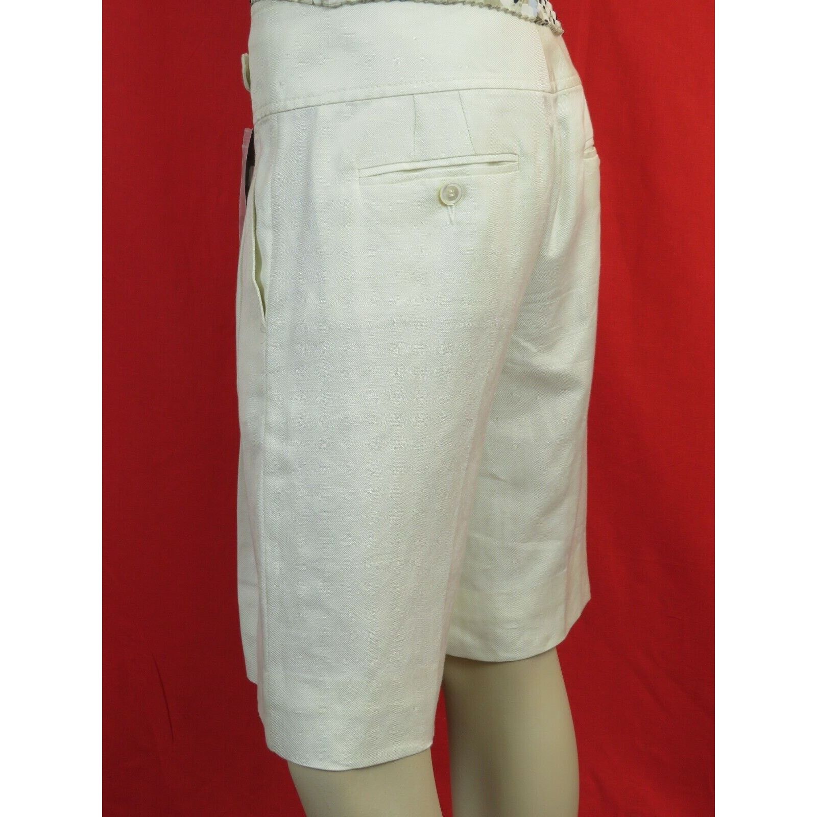 Gucci GUCCI OFF WHITE LINEN BELTED GOLD 2 X BUCKLE SHORTS 42 IT Size 34" / US 12 / IT 48 - 8 Thumbnail