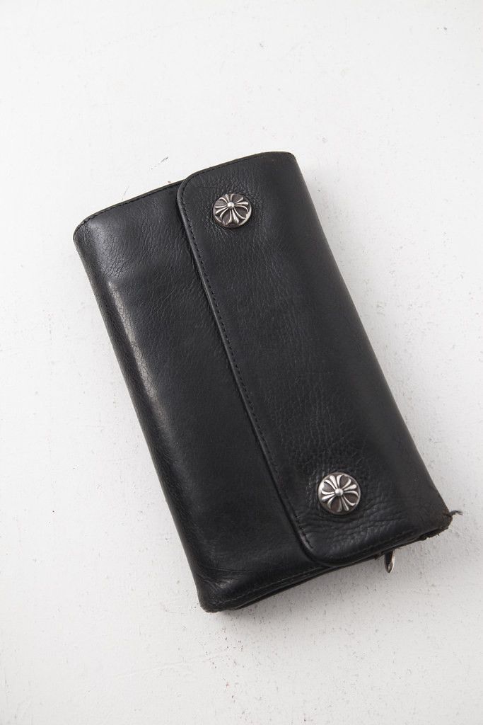 image of Chrome Hearts Wave Leather Wallet in Black, Men's