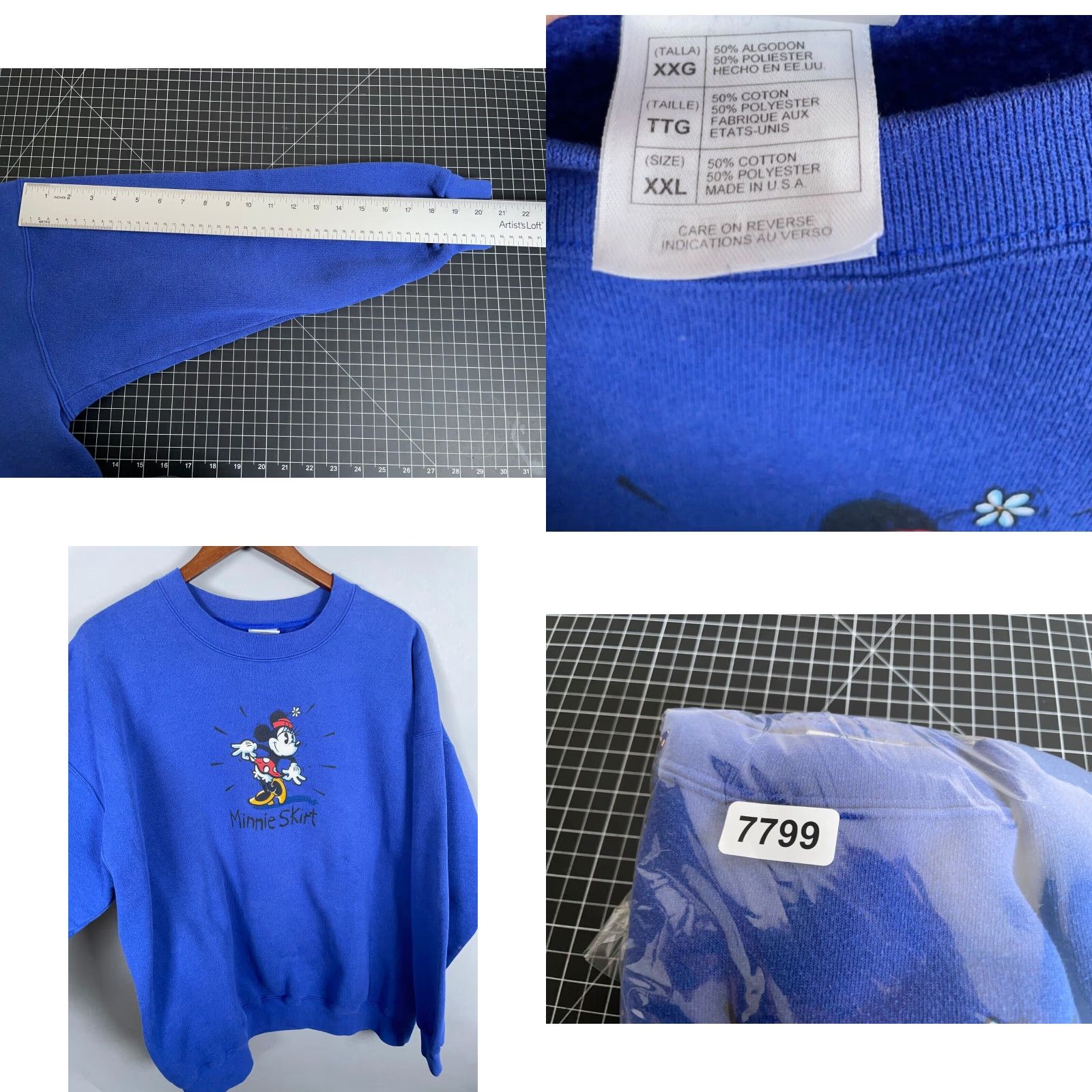 Disney VINTAGE Disney Minnie Mouse Sweatshirt 2XL Adult Blue - 90s Cartoon Graphic Print Pullover Regular Fit Women's Activewear Casual USA Made Size XXL / US 16-18 / IT 52-54 - 8 Thumbnail