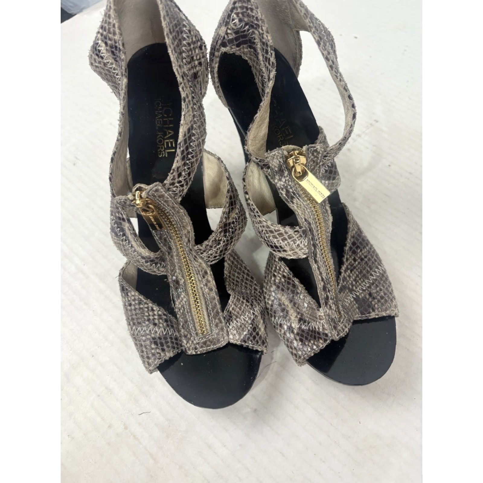 Michael Kors Michael Kors Snakeskin Heels Pump Womens Size 8M Open Toe 4in Ultra High Multicolor Size US 8 / IT 38 - 2 Thumbnail