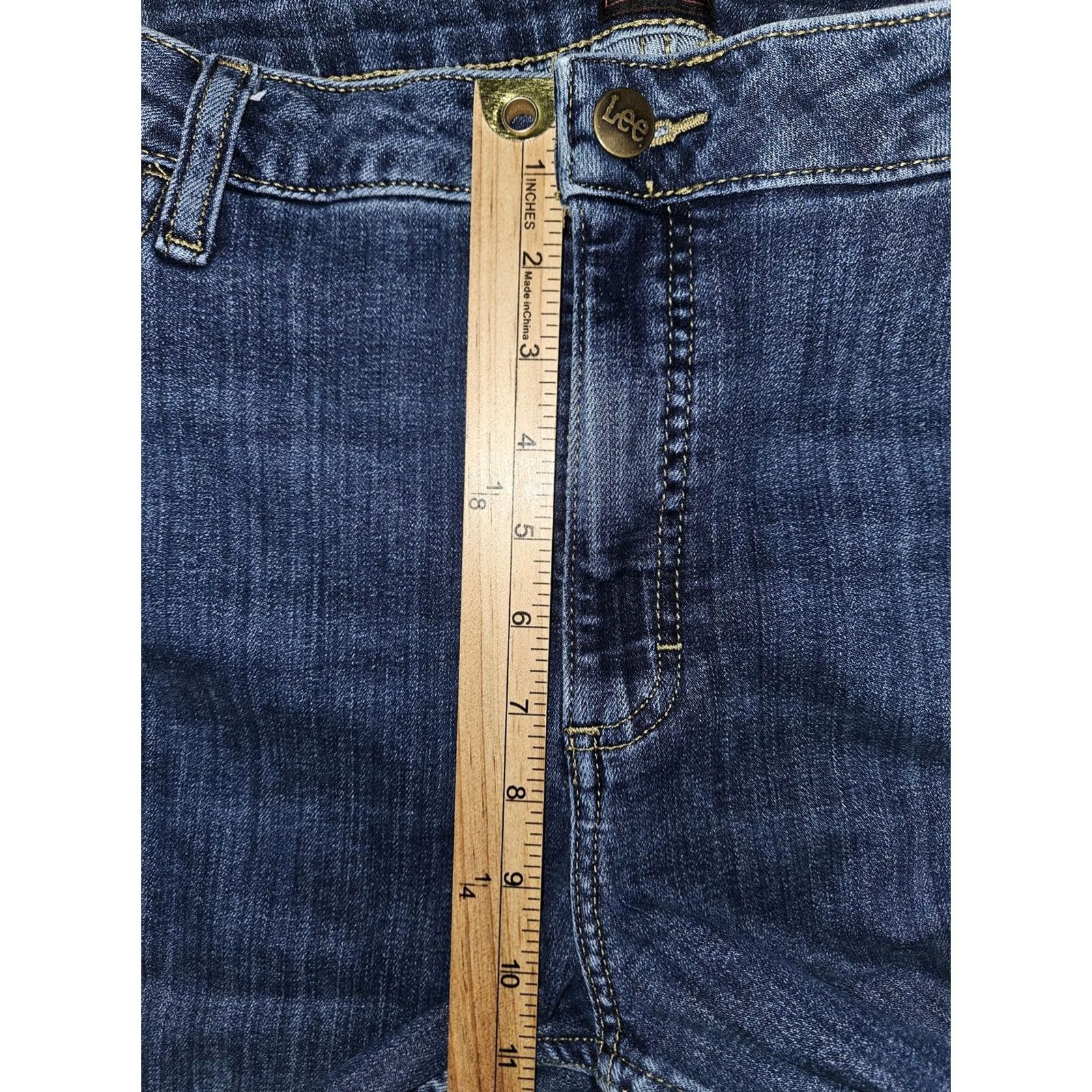 Lee Lee Jeans Womens 20L Blue Medium Wash Stretch Bootcut Denim High Rise Pockets Size 42" / US 20 - 4 Thumbnail