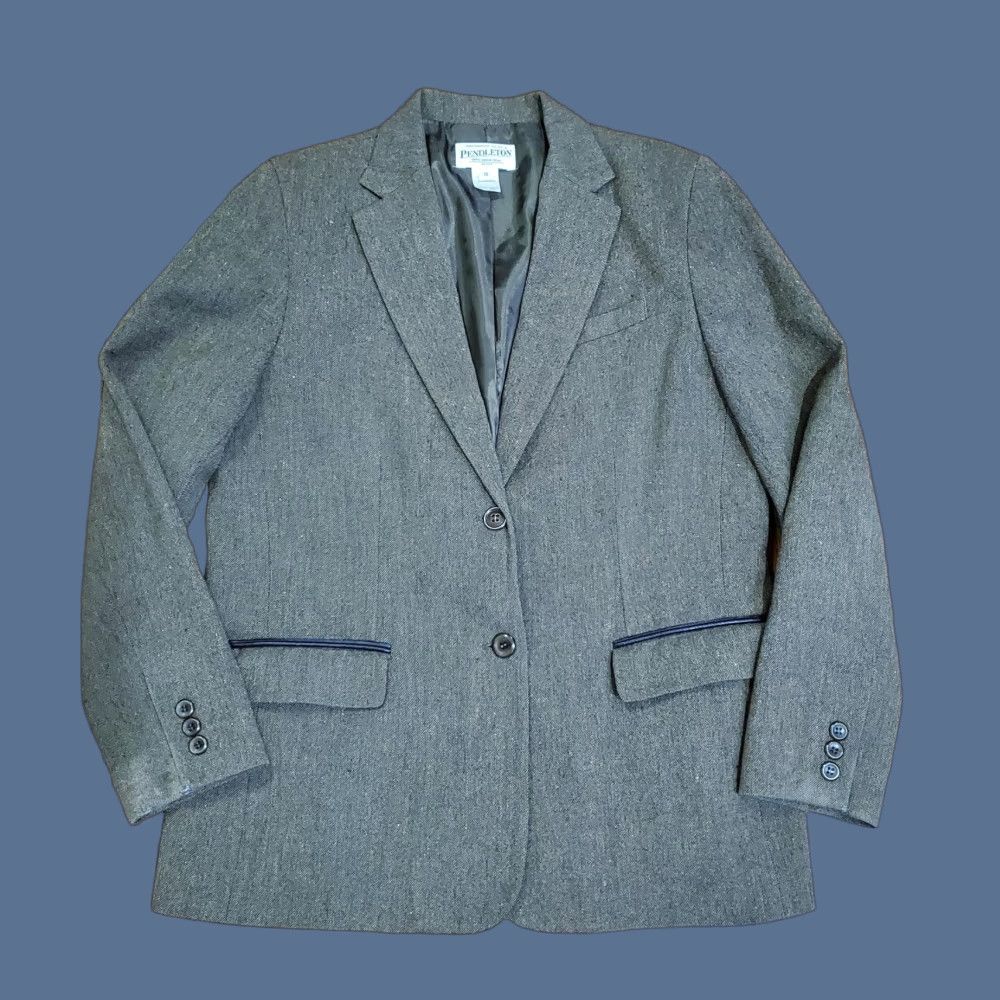 Pendleton Pendleton Blazer Womens Petite 10 Gray Tweed Wool Two-Button Lined Vintage No (adjusted to meet rules) Size L / US 10 / IT 46 - 1 Thumbnail