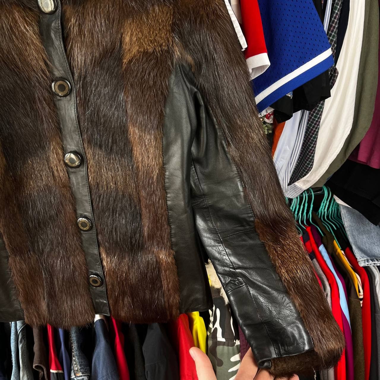 Vintage Vintage Womens Leather Fur Black/Brown Jacket Y2K Size M / US 6-8 / IT 42-44 - 5 Thumbnail