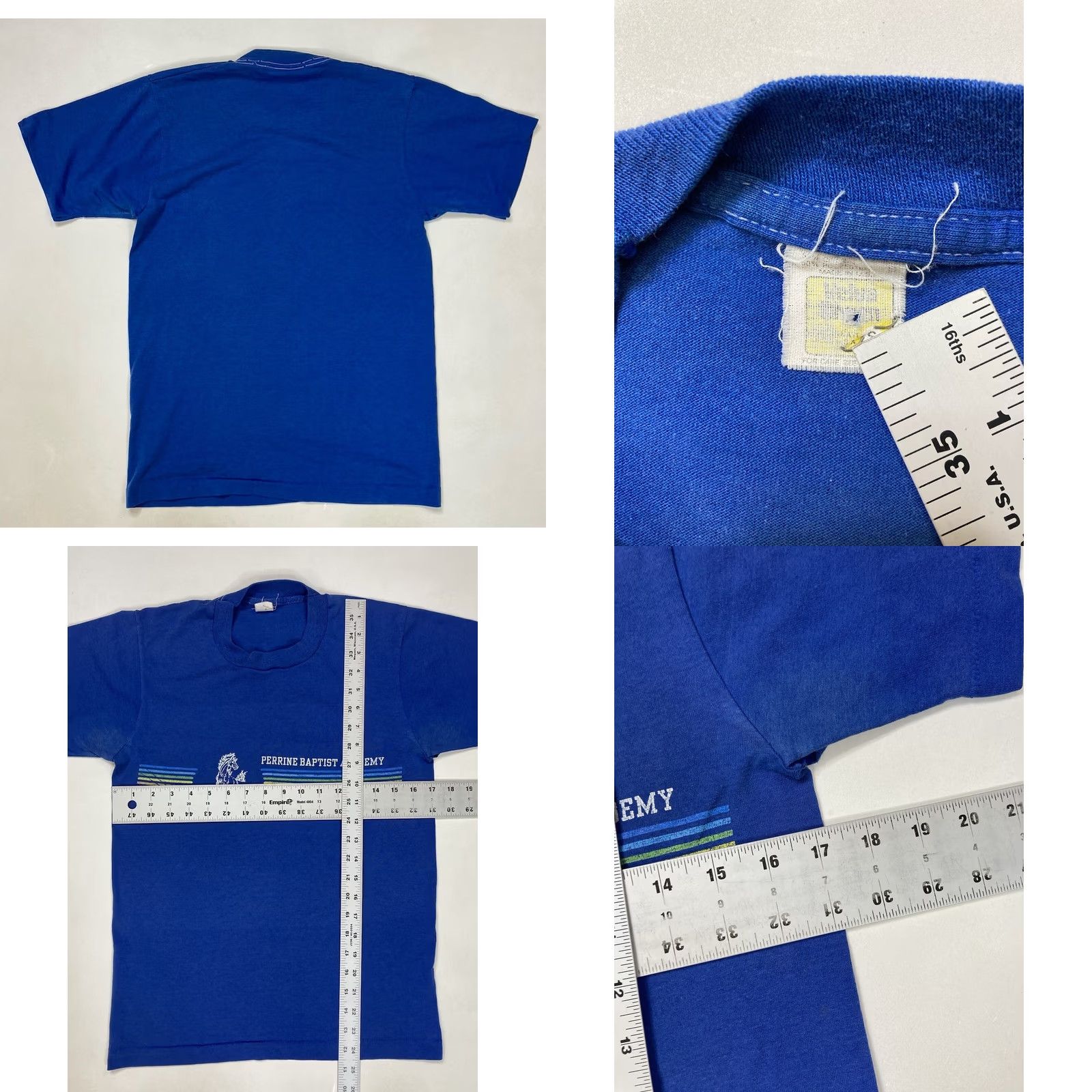 Vintage VINTAGE Mustangs Perrine Baptist Academy Graphic T-shirt Men Small 70s 80s Size US S / EU 44-46 / 1 - 8 Thumbnail