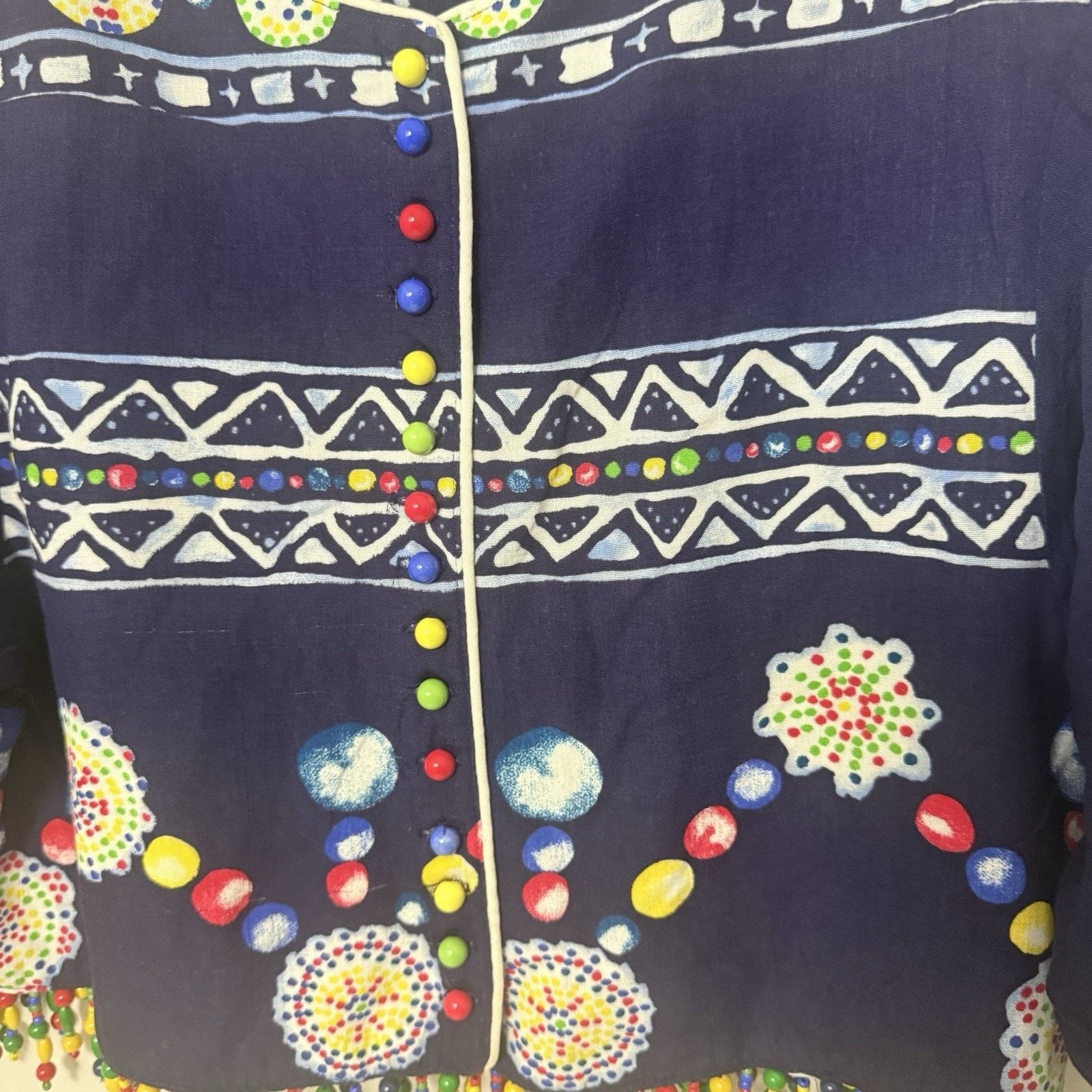 Other Platinum Dorothy Schoelen Blue Beaded Lagen Art Crop Blazer Size S / US 4 / IT 40 - 5 Thumbnail