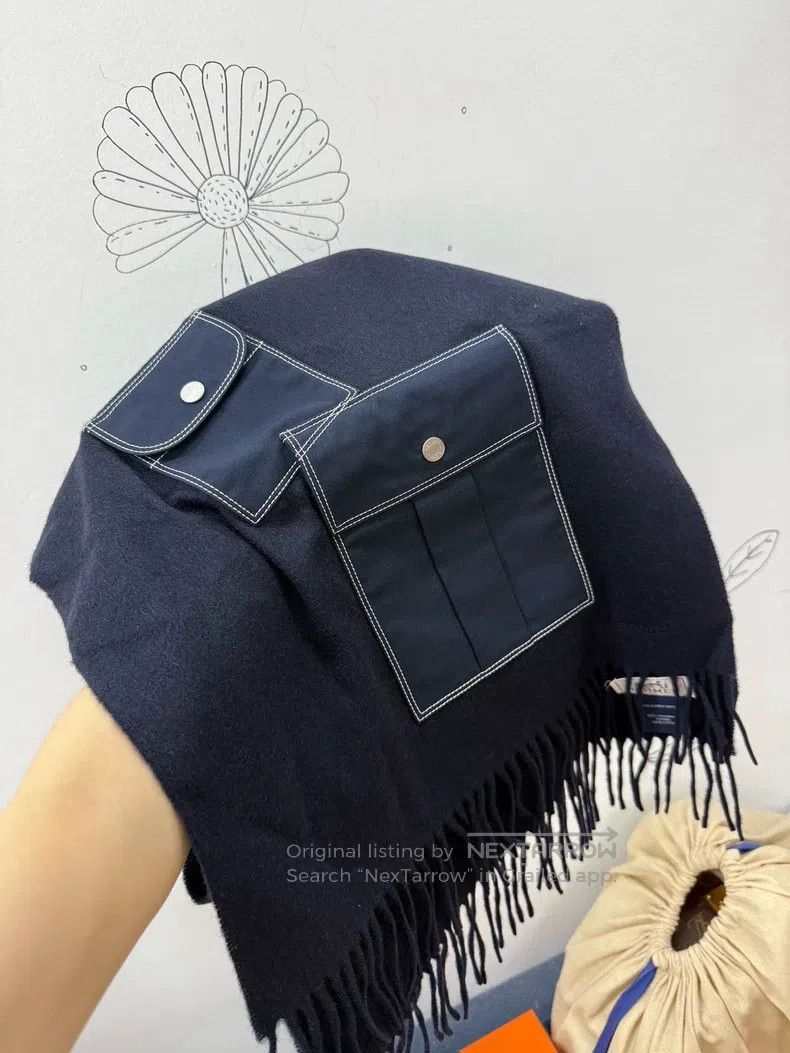 Hermes Hermes 100% Cashmere Blue Pocket Scarf Shawl Size ONE SIZE - 2 Thumbnail
