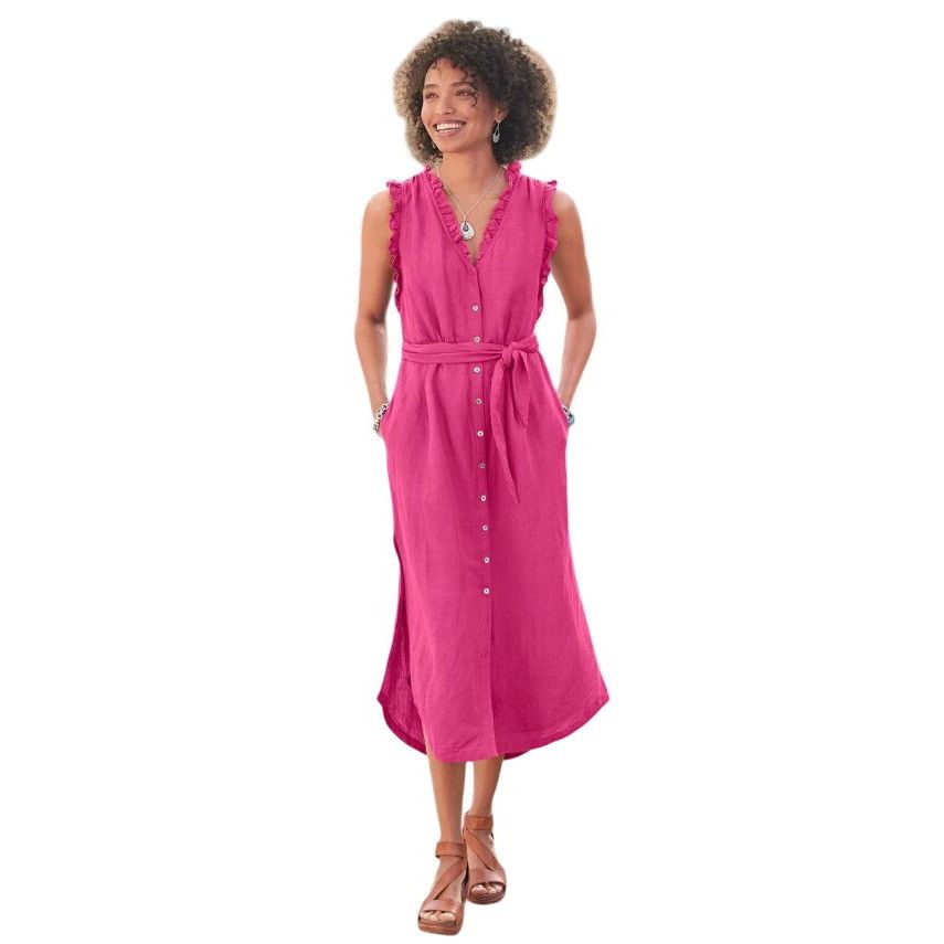 Designer NWT Sundance Catalog Antoniette Linen Dress Pink XS MSRP$148 Size XS / US 0-2 / IT 36-38 - 1 Thumbnail