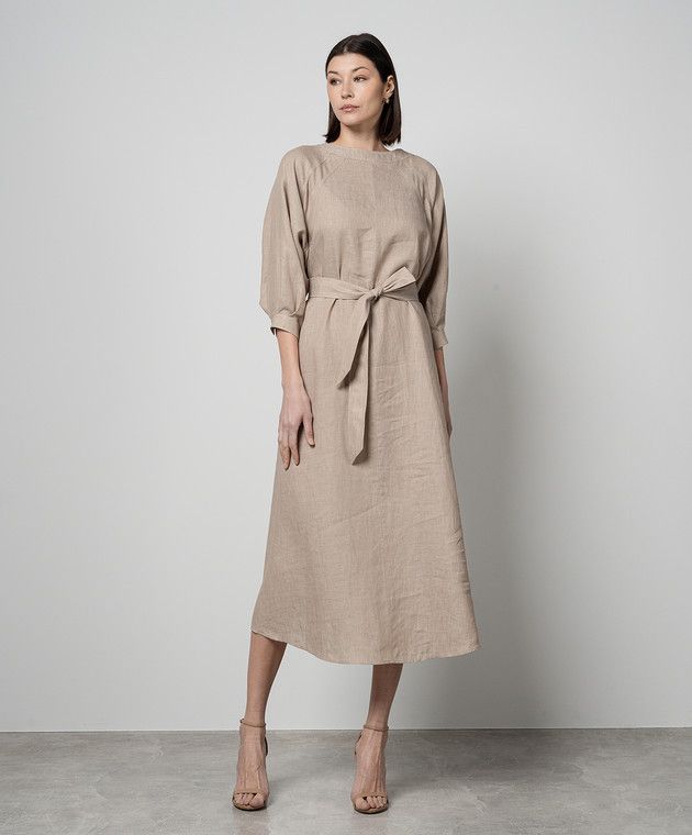 Loro Piana o1srvl11e0526 FAN6973 Mina Dress in Beige Size L / US 10 / IT 46 - 3 Thumbnail
