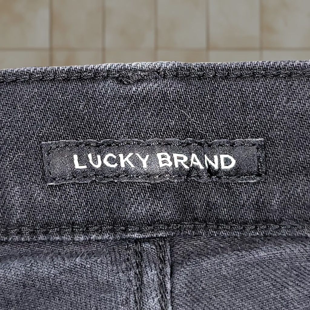Lucky Brand Jeans Mens 33x25 Slim Straight Stretch Denim Black Logo, Men's (Size 32)