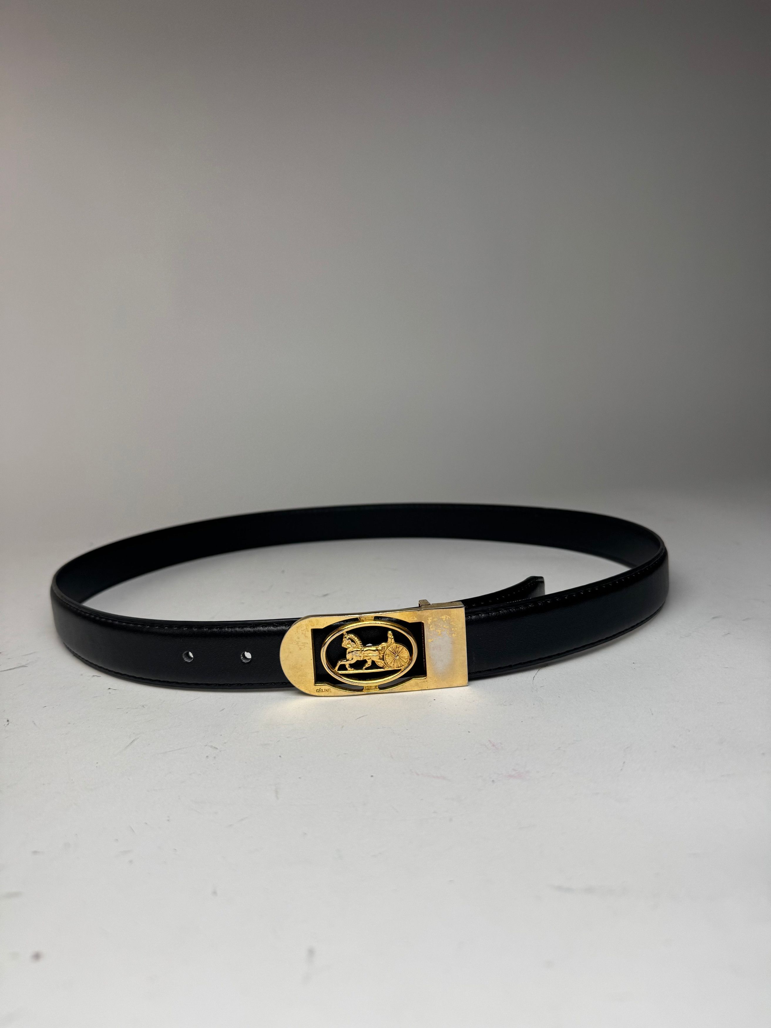 Celine Vintage Paris Leather Belt Black Size ONE SIZE - 1 Thumbnail