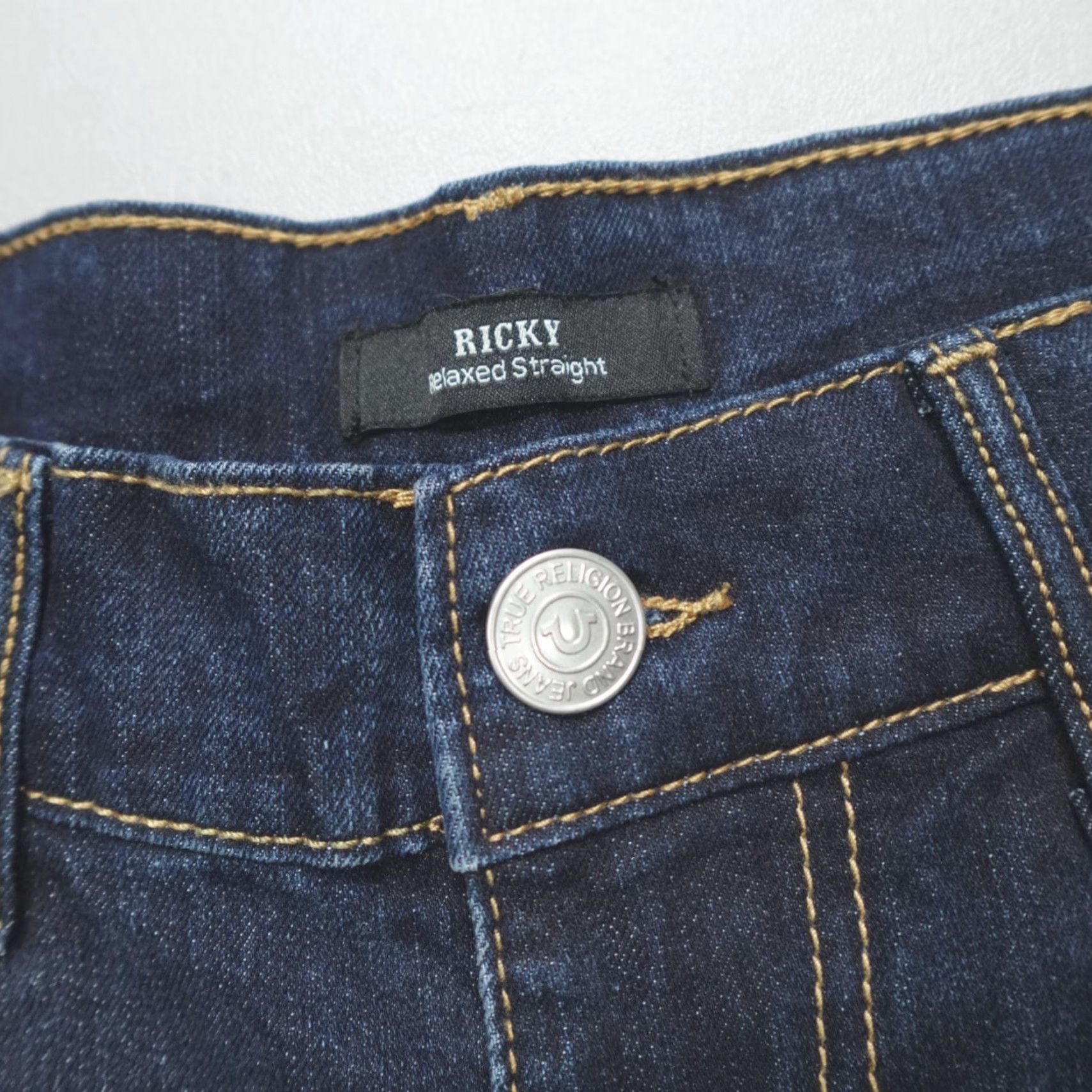 True Religion True Religion Ricky SN Relaxed Straight Denim Jeans Blue Size 32x34 Dark Mahogany Wash Men Jeans 5-Pocket Regular Cotton Blend Vintage No Size US 32 / EU 48 - 3 Thumbnail