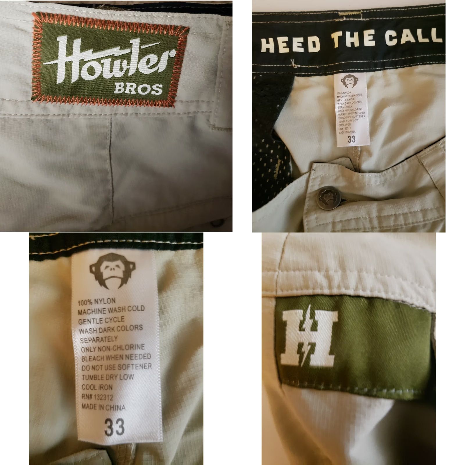 Howler Brothers Howler Brothers Hybrid Ripstop Nylon Shorts Beige 33W 10L Men Regular Beige Size US 33 - 9 Thumbnail