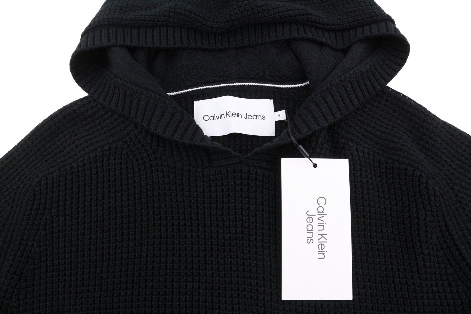 Calvin Klein M Black Cotton Knit Hooded Stretch Jumper 87436 Size US M / EU 48-50 / 2 - 6 Thumbnail