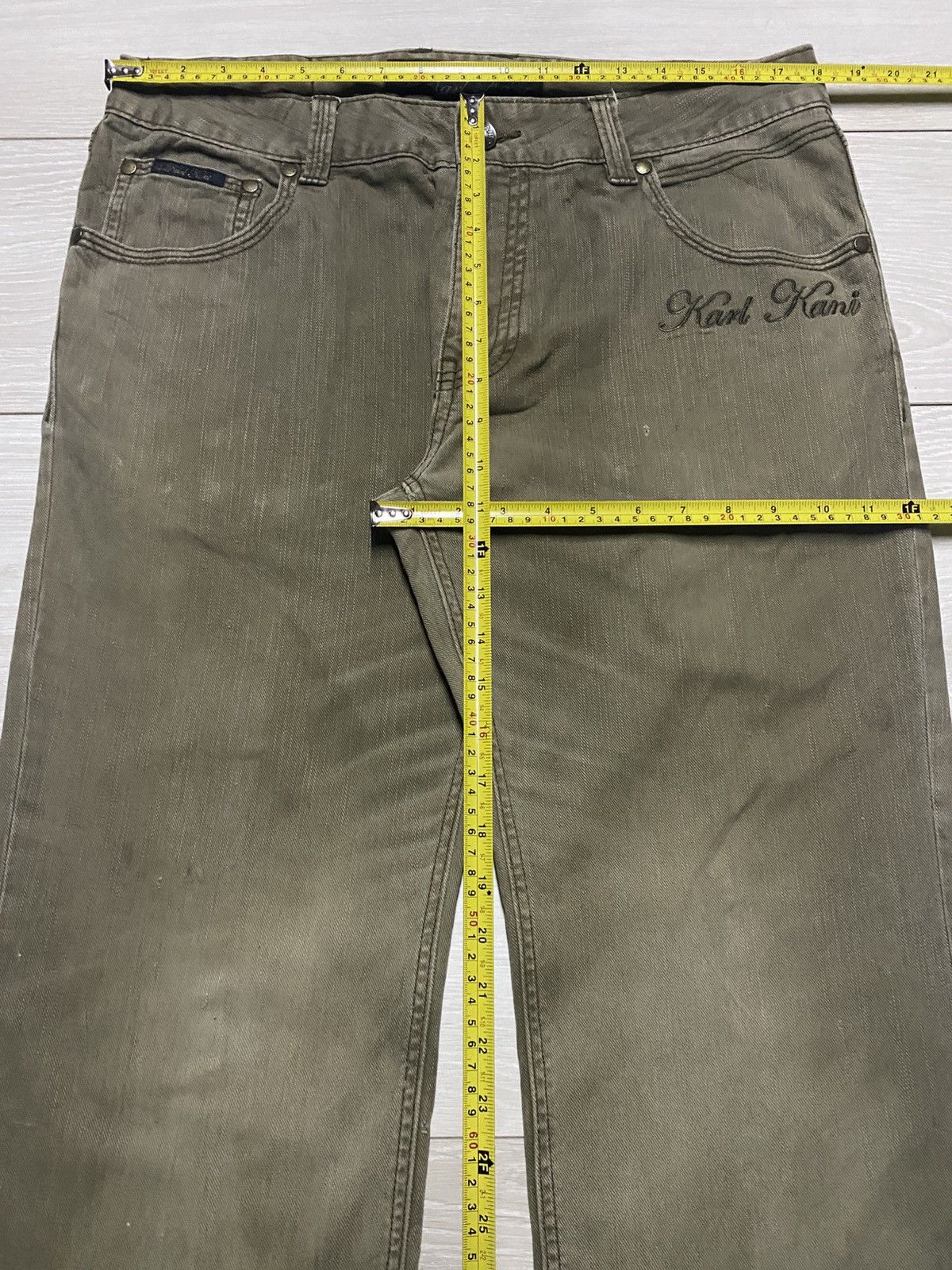 Japanese Brand Vintage Karl Kani Khaki Logo Embroidery Loose Jeans Size US 36 / EU 52 - 16 Thumbnail