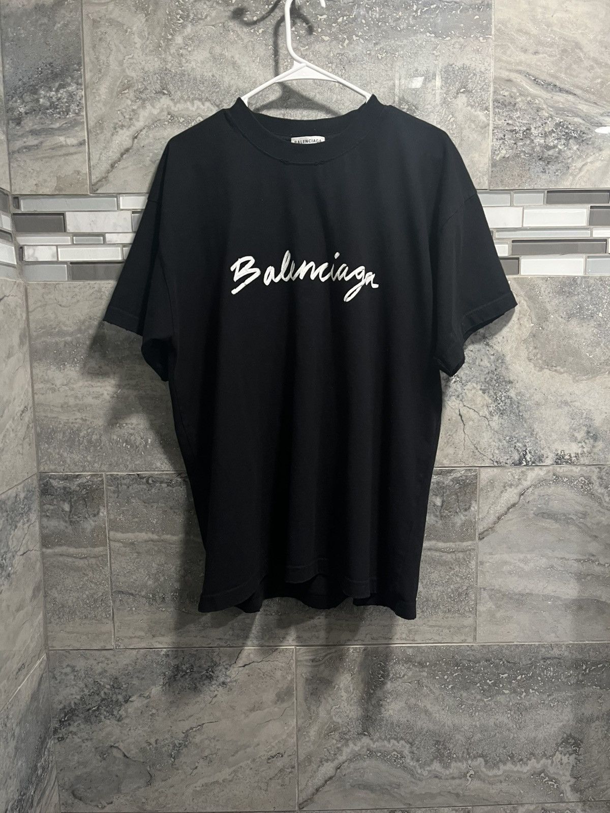Balenciaga Balenciaga Cursive Logo Script Shirt Black Size US XL / EU 56 / 4 - 1 Thumbnail