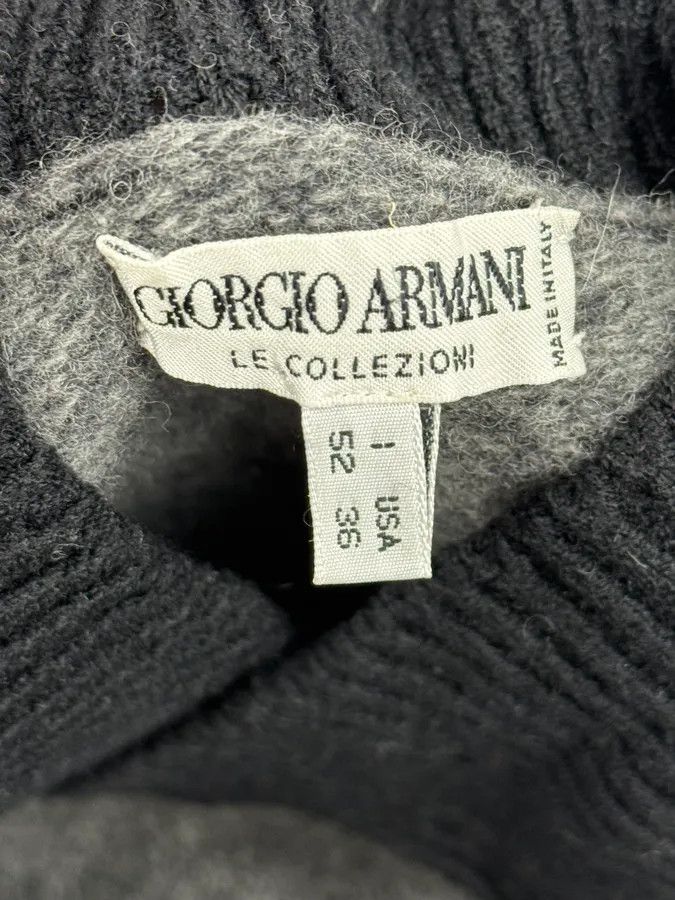 Giorgio Armani 1980s Giorgio Armani Grey & Black Shawl Collar Sweater Size US M / EU 48-50 / 2 - 9 Thumbnail