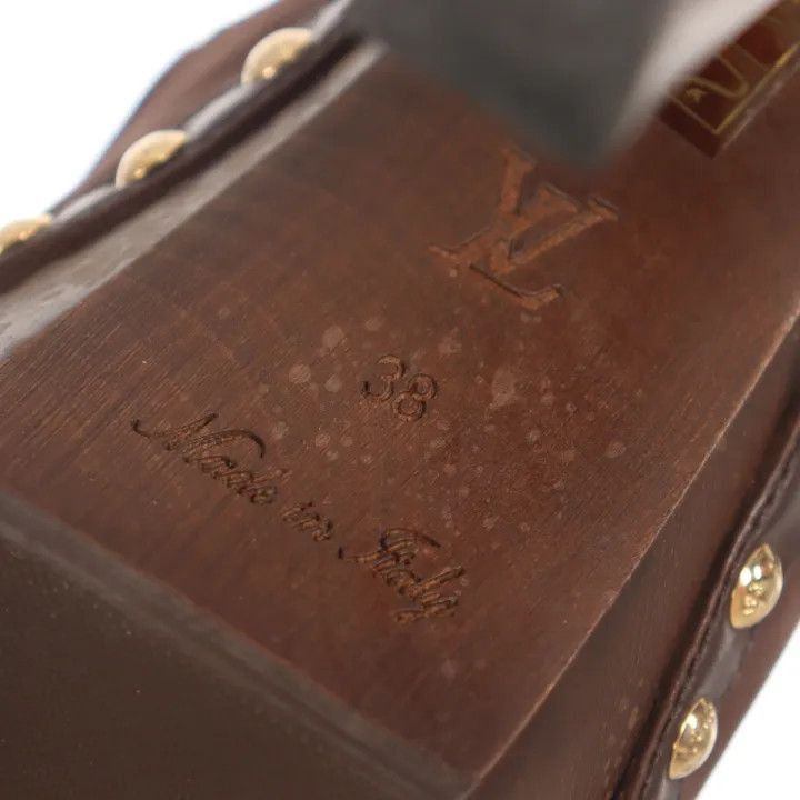 Louis Vuitton Louis Vuitton Brown High Heels with Gold Accents -2508 Size US 8 / IT 38 - 3 Thumbnail