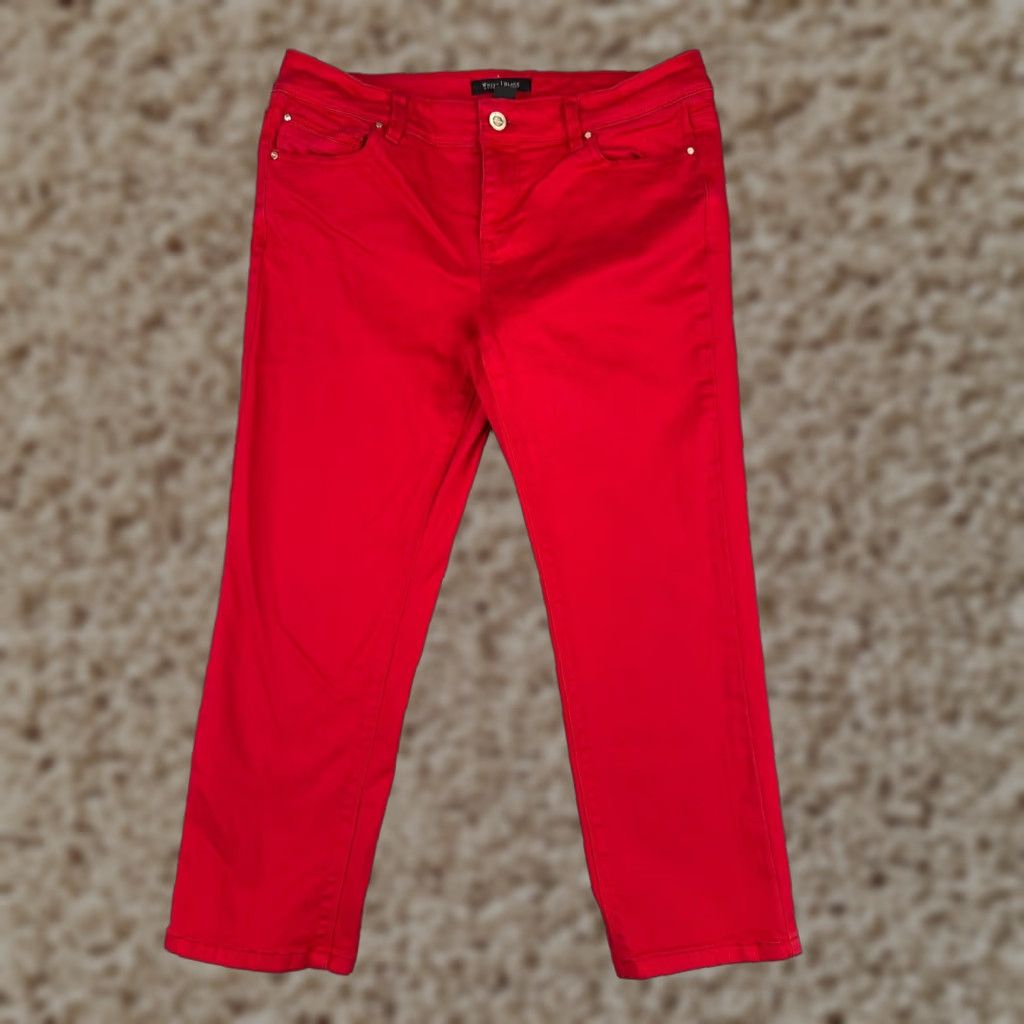 White House Black Market White House Black Market Jeans Women 6 Red Slim Crop Straight Leg 30x23 Size 28" / US 6 / IT 42 - 1 Thumbnail