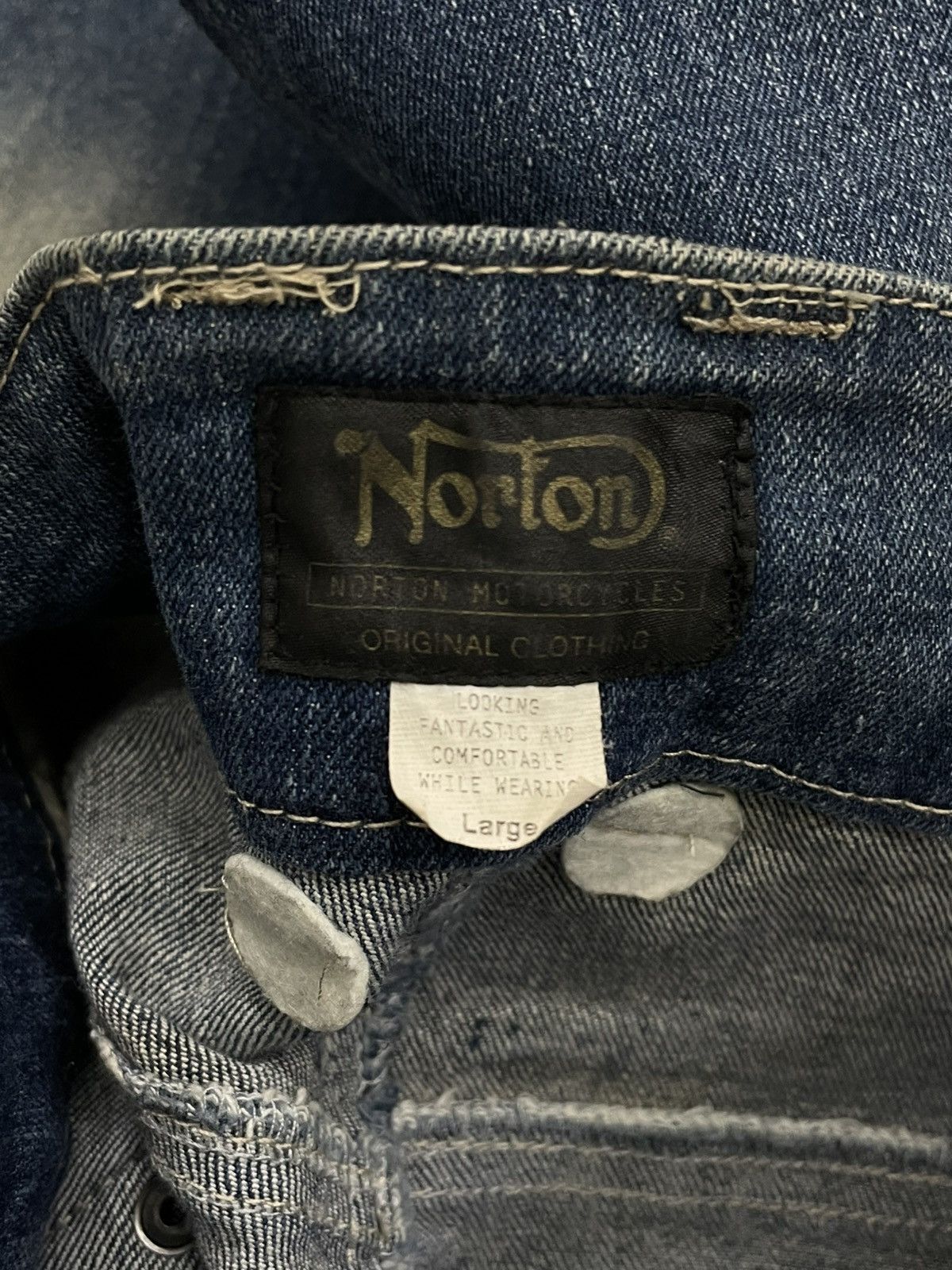 Japanese Brand Vintage Rare Designer Norton Motorcyles Distressed Denim Size US 32 / EU 48 - 21 Thumbnail