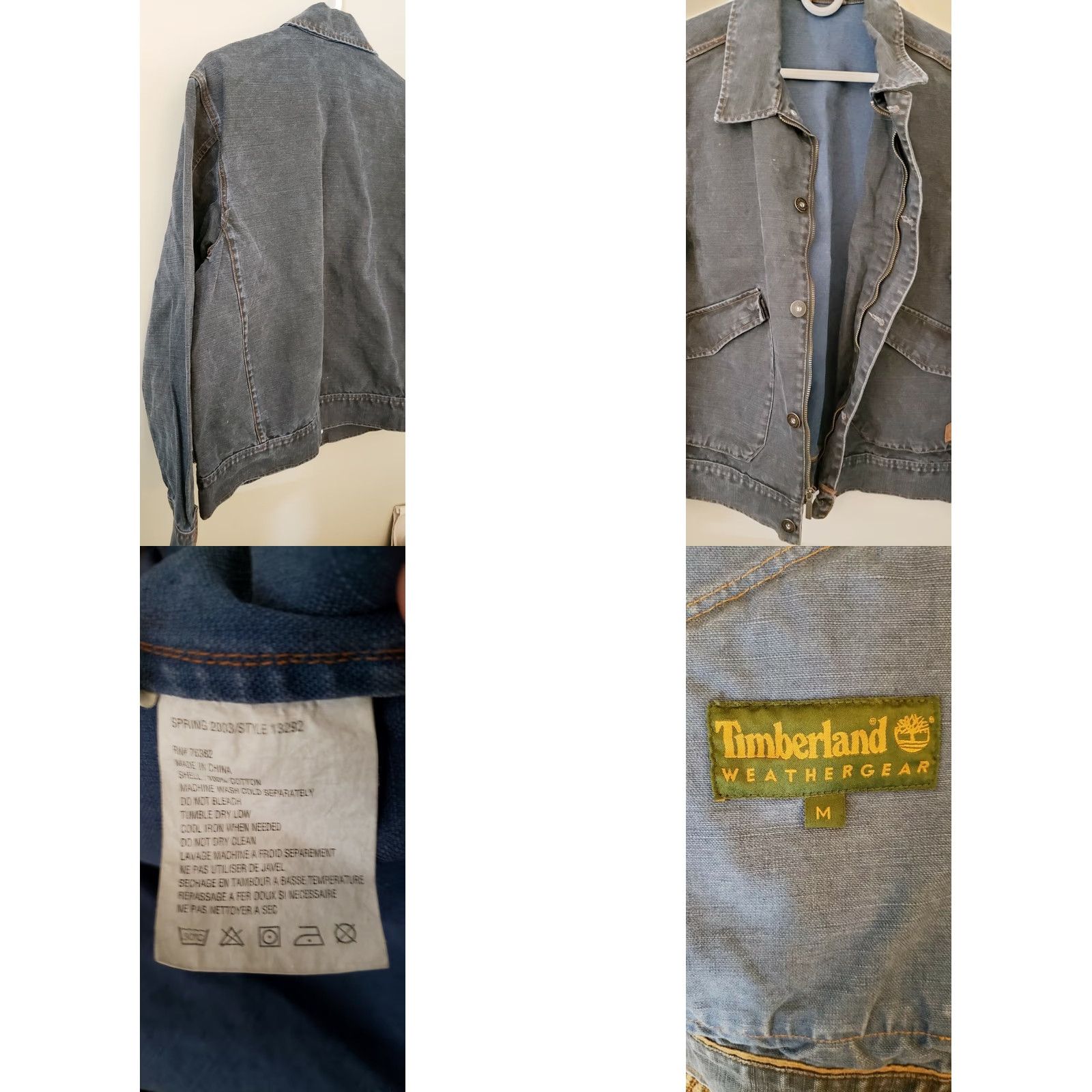Timberland TIMBERLAND Weathergear Denim Blue Jean Jacket Medium Men Regular M Cotton Denim Jacket Work Wear Lightweight Blue 2000s Vintage Mens Size US 31 - 8 Thumbnail
