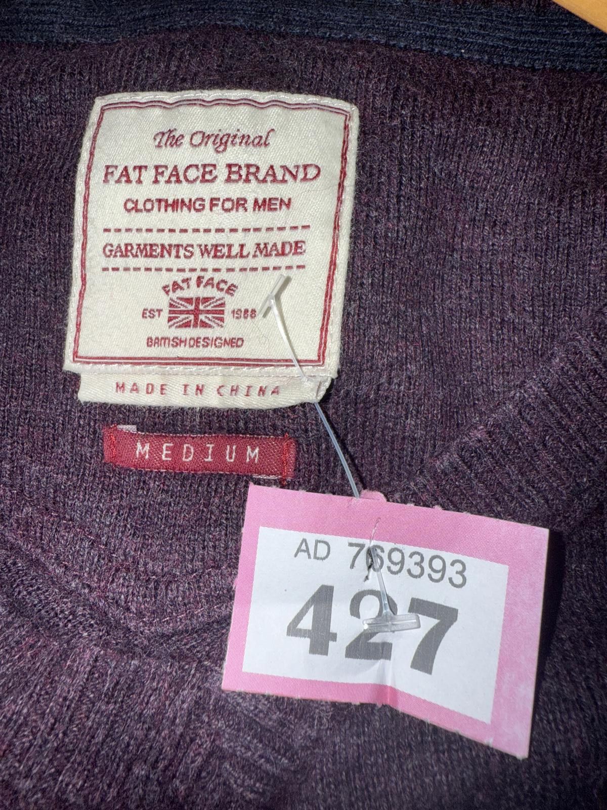 FatFace Fat Face Men's V-Neck Sweater - Medium - Purple Size US M / EU 48-50 / 2 - 2 Thumbnail