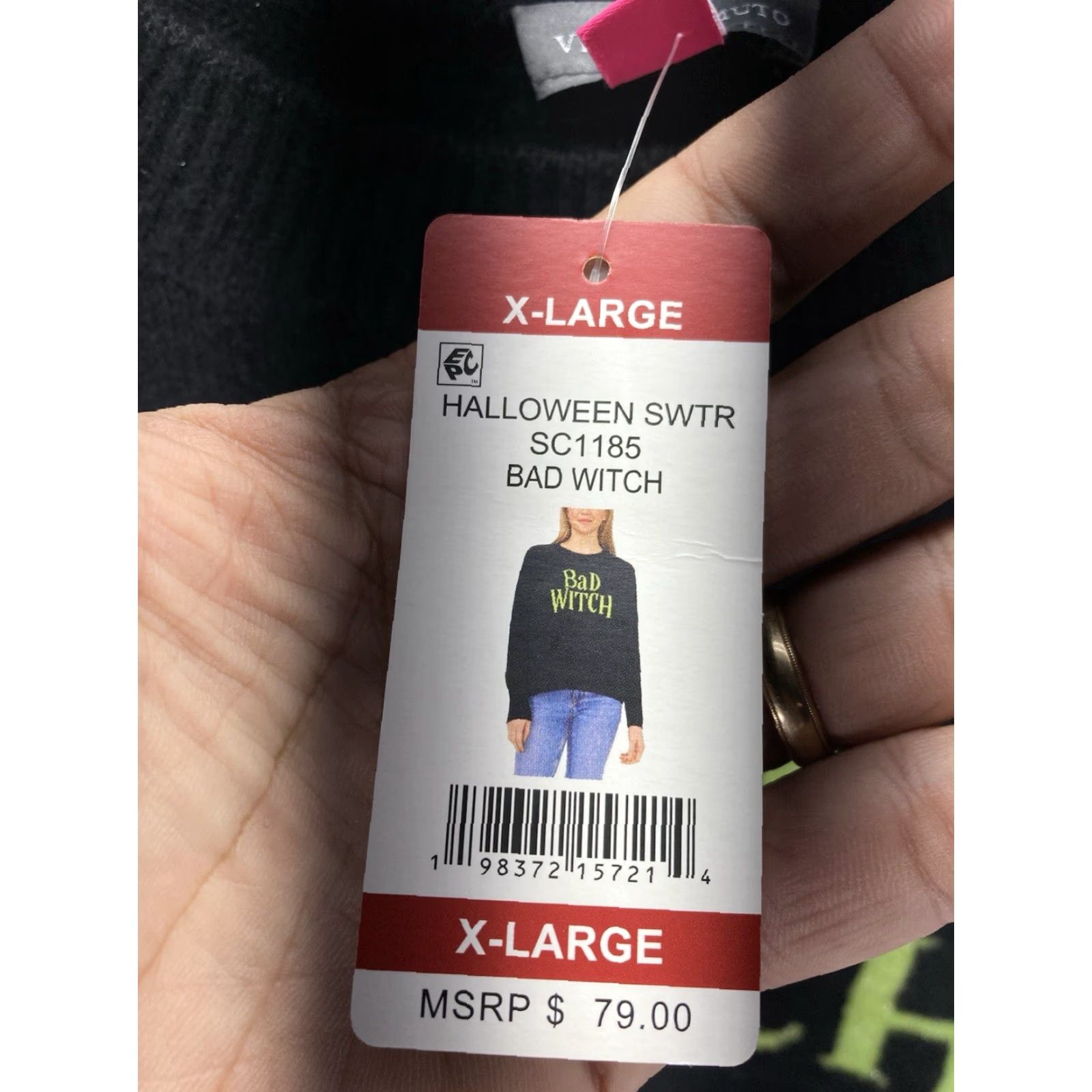 Vince Camuto Vince Camuto Sweater Women XL Black Halloween Pullover NWT Bad Witch Wicked Crew Neck 27 Across Chest 25 From Shoulders to Waist Size XL / US 12-14 / IT 48-50 - 6 Thumbnail