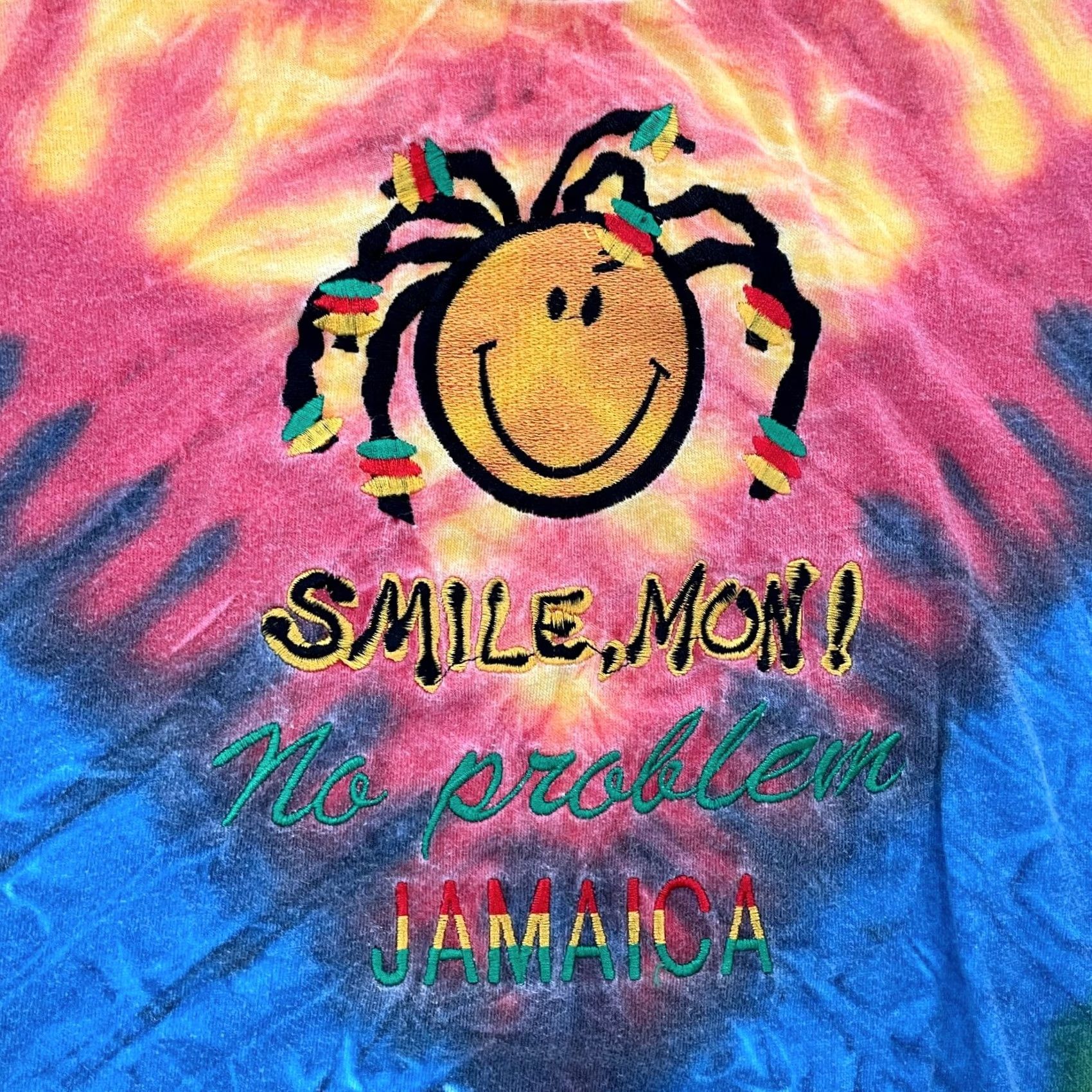 Vintage VINTAGE Jamaica Shirt Adult Medium Tie Dye Smile Mon Embroidered Mens M 90s Size US M / EU 48-50 / 2 - 3 Thumbnail
