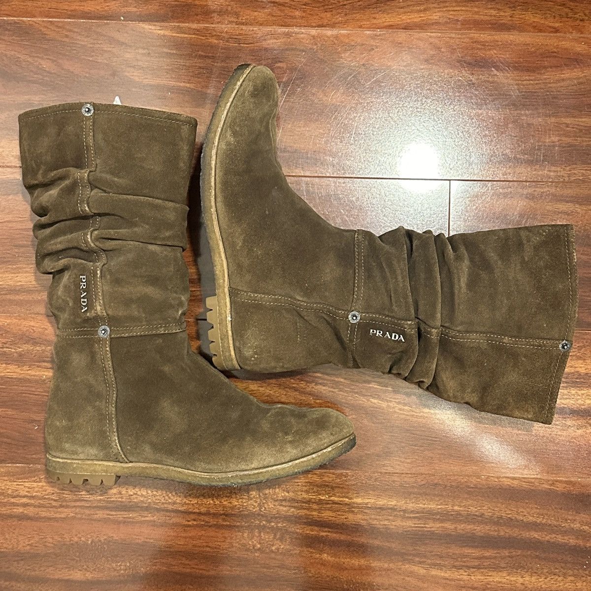 Prada PRADA Chocolate Suede Slouchy Boots/Booties Size US 6.5 / IT 36.5 - 5 Thumbnail