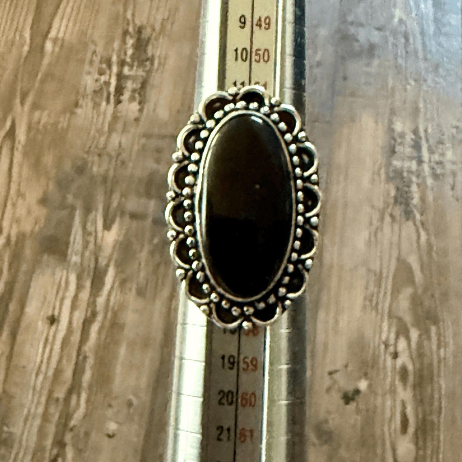The Unbranded Brand Unique Oval Black Onyx Solitaire Sterling Silver Ring Sz 7 Size ONE SIZE - 4 Thumbnail