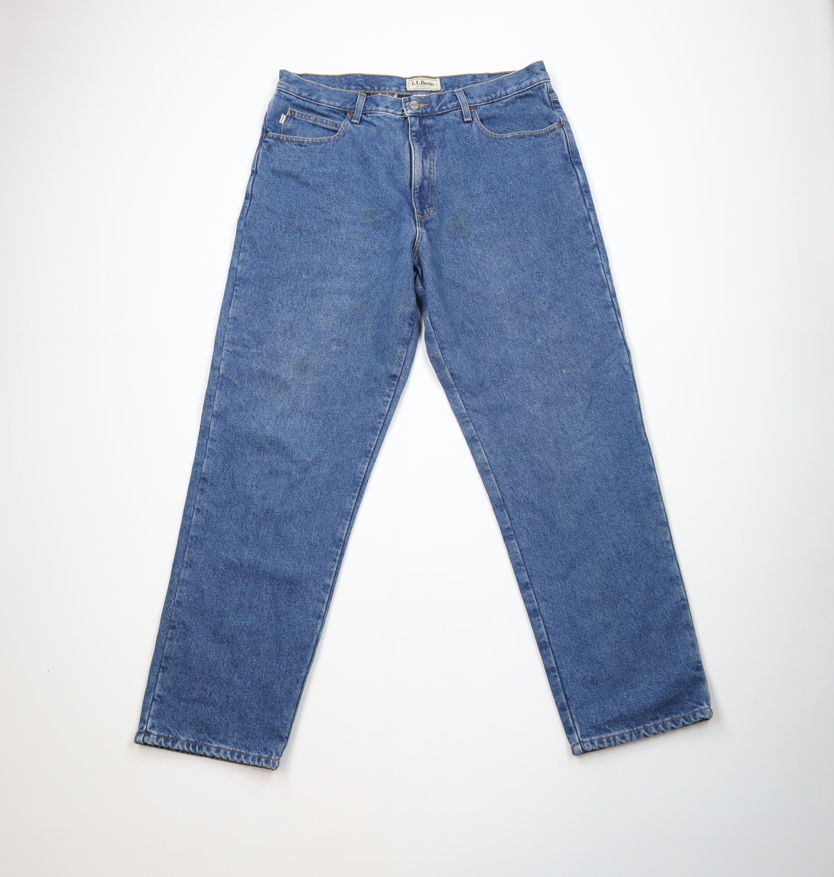 L.L. Bean Vintage LL Bean Natural Fit Flannel Lined Denim Jeans Blue Size US 37 - 2 Thumbnail