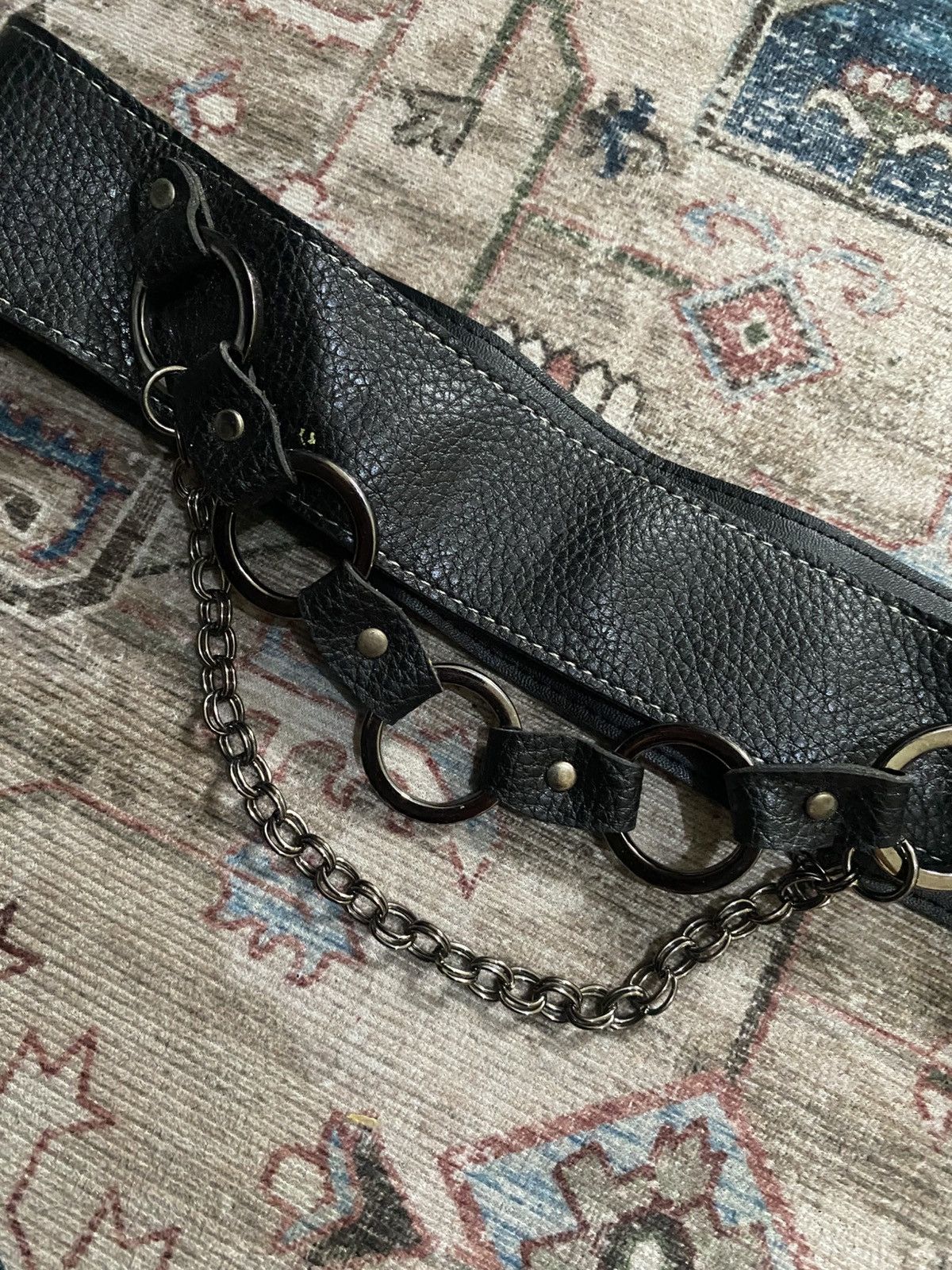 If Six Was Nine Black Wide belt with ring and chain Size ONE SIZE - 3 Thumbnail