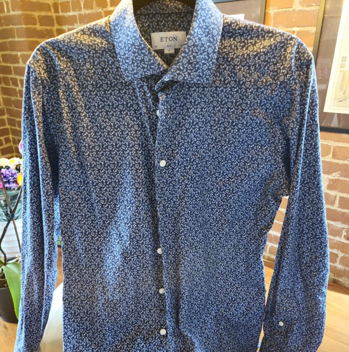 Eton 15.5 / 39 Eton Slim Fit Cotton Blue Pattern Dress Shirt Size US M / EU 48-50 / 2 - 1 Preview