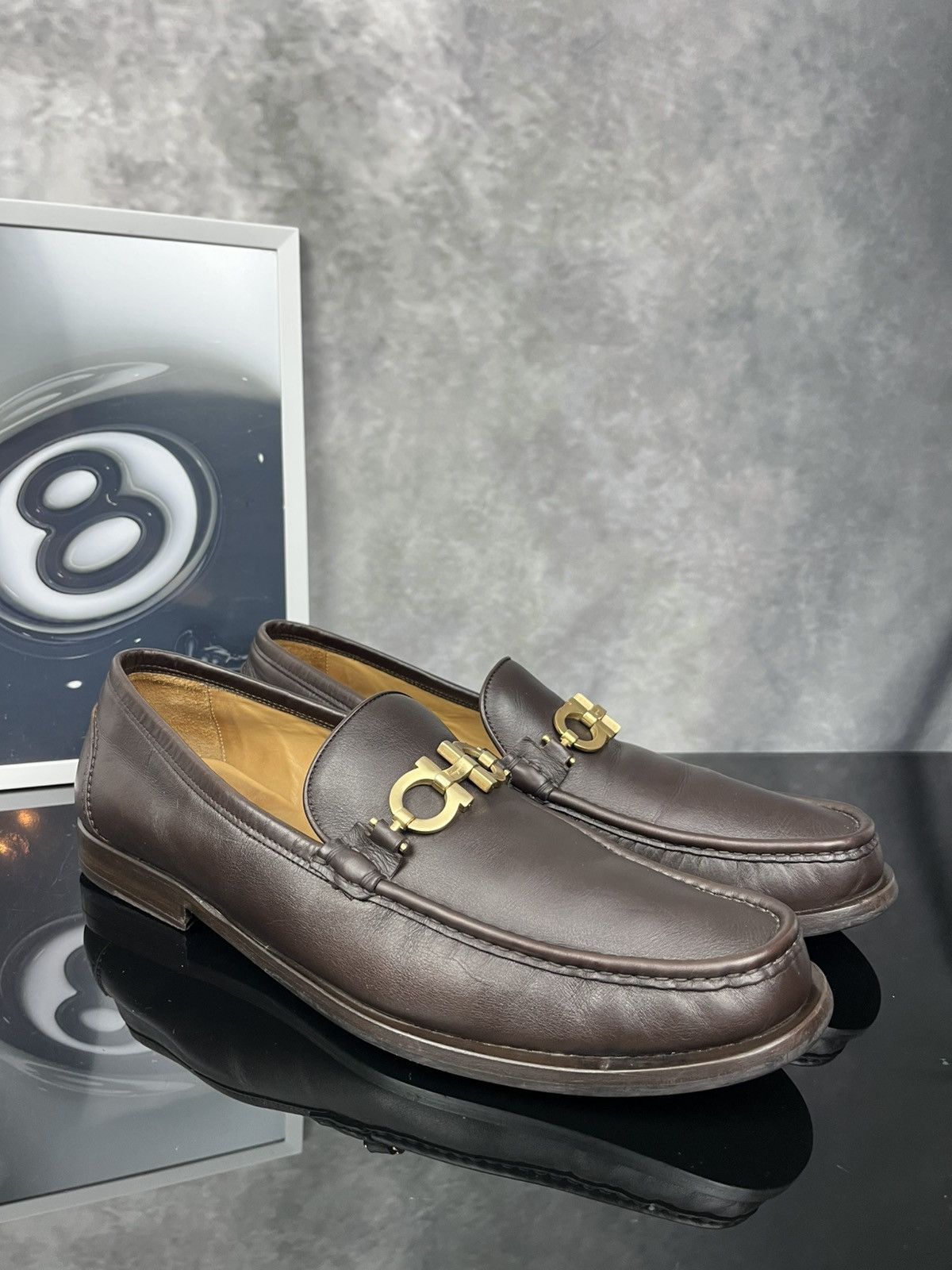???Men\'s Vintage Salvatore Ferragamo Loafers; Size: 13??? SALVATORE FERRAGAMO Size 8.5 Black Gold Loafers – Sui  main image 4