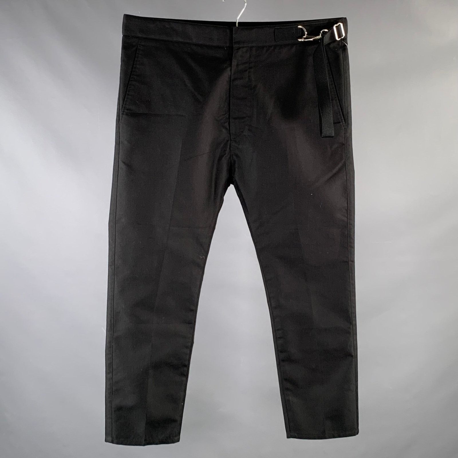 Jil Sander Size 34 Black Cotton Blend Side Strap Casual Pants Size US 34 / EU 50 - 1 Thumbnail