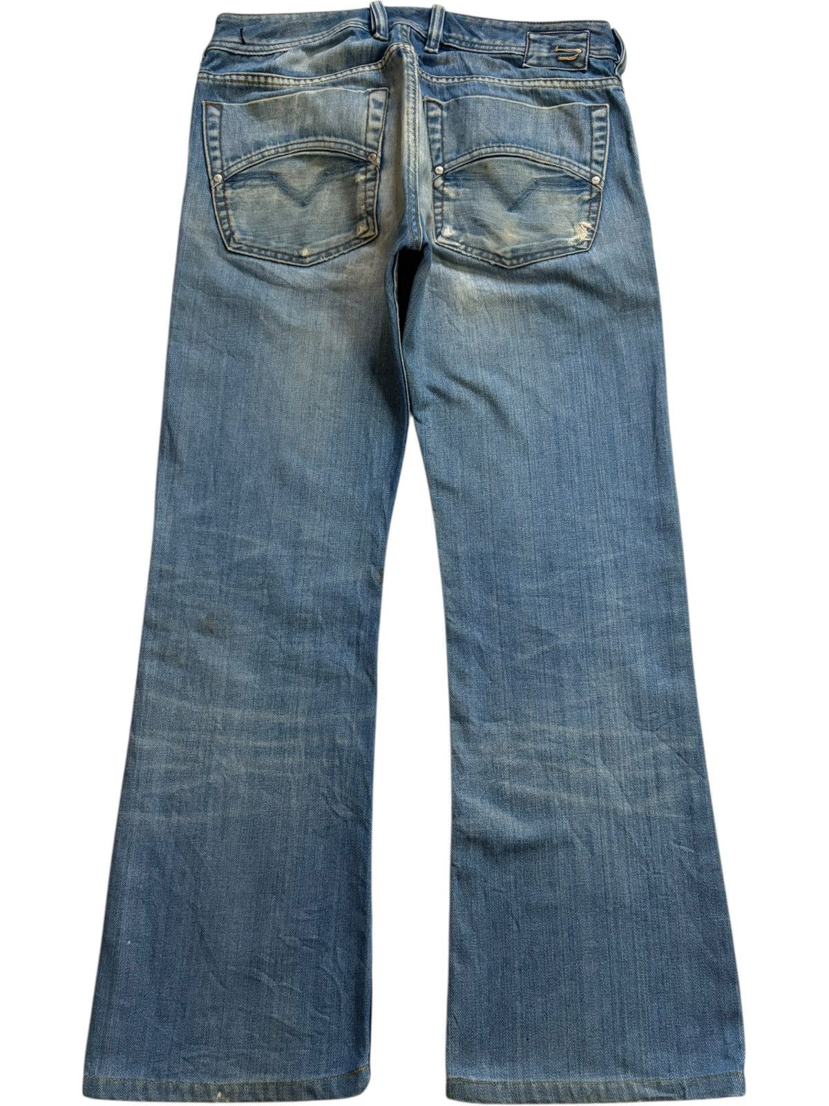 Diesel Vintage Diesel Zathan Blue Wash Distressed Flare Jeans Size US 32 / EU 48 - 2 Thumbnail